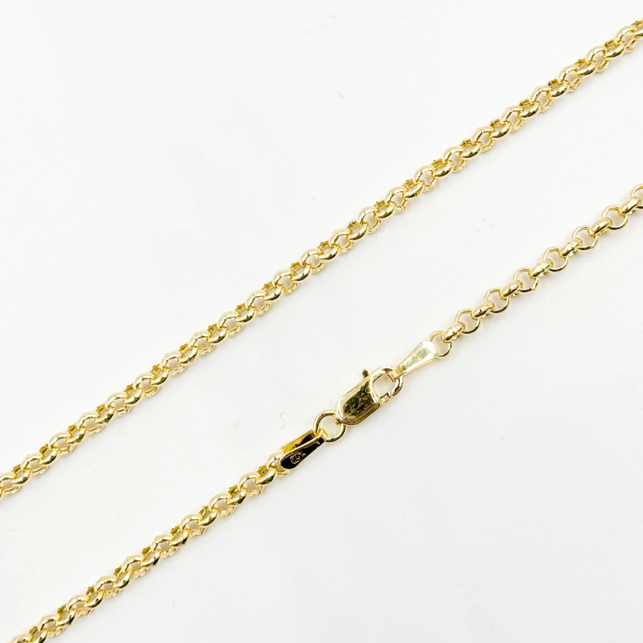 000HVR0344000. 14K Solid Yellow Gold Round Rolo Hollow Chain Necklace - Image 3