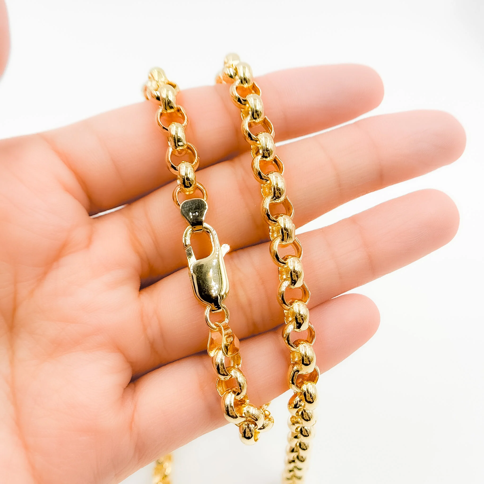 000HVR0534000. 14K Solid Yellow Gold Round Rolo Hollow Chain Necklace - Image 11