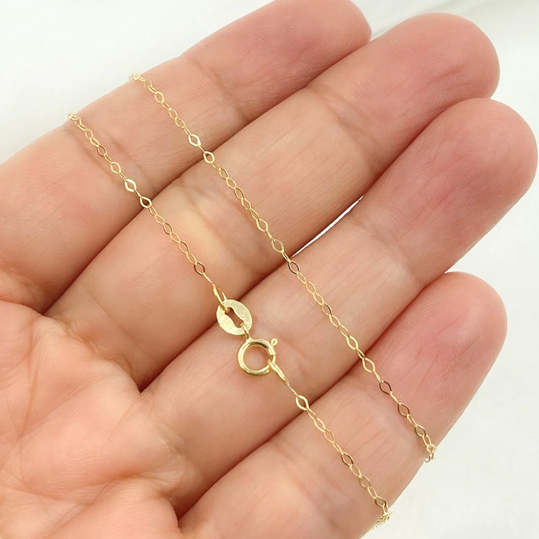 018FLBL. 14k Solid Yellow Gold Flat Cable Chain - Image 2