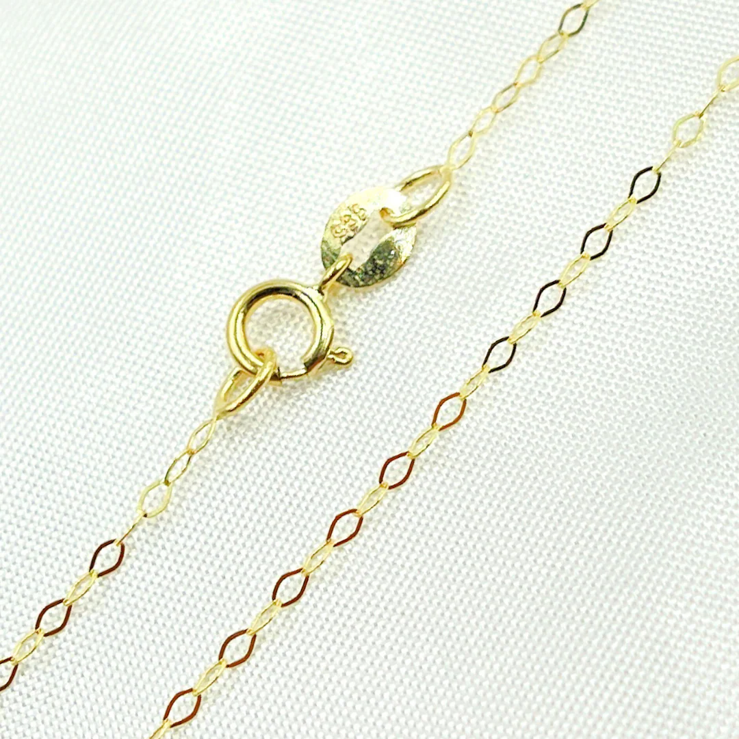 018FLBL. 14k Solid Yellow Gold Flat Cable Chain - Image 5