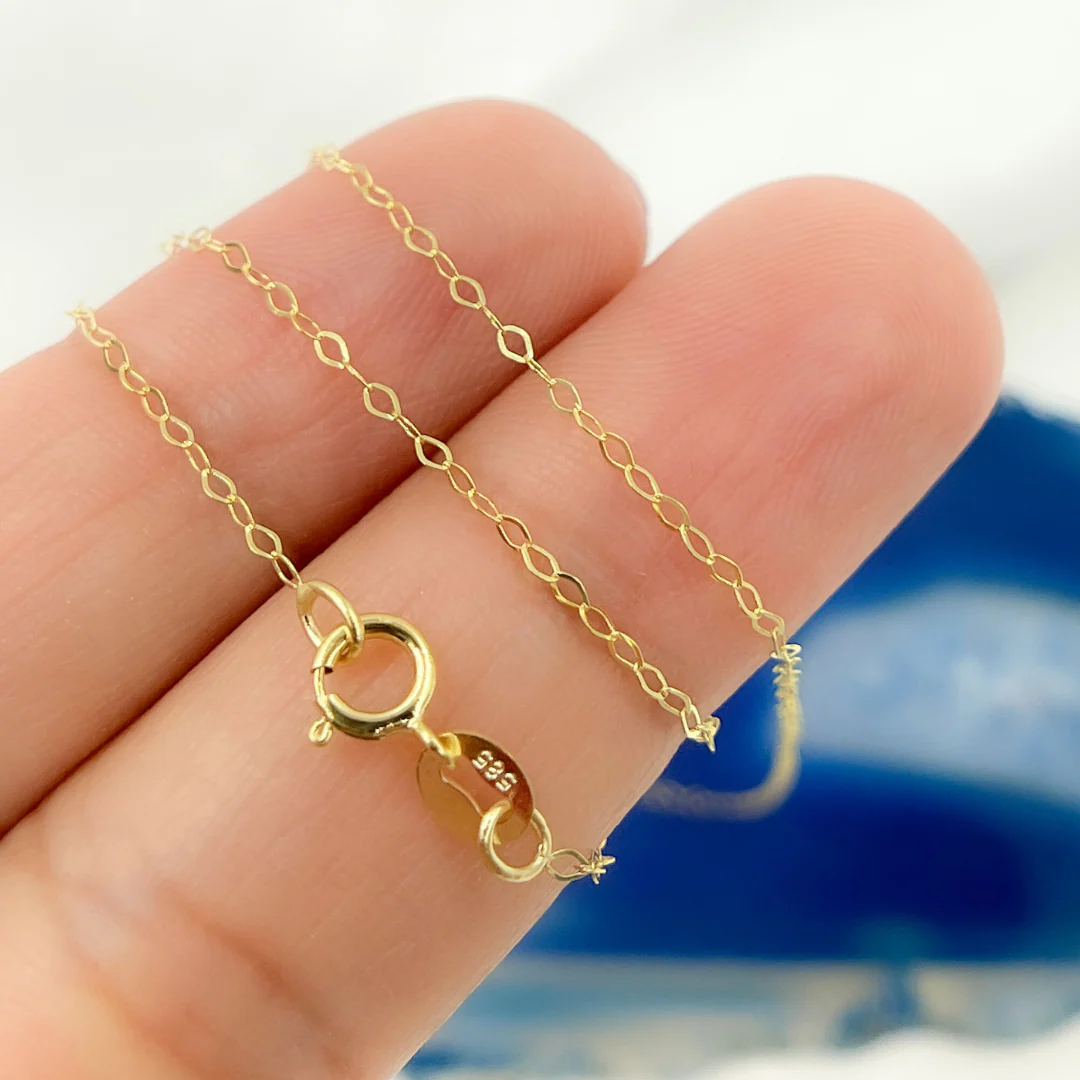018FLBL. 14k Solid Yellow Gold Flat Cable Chain - Image 6