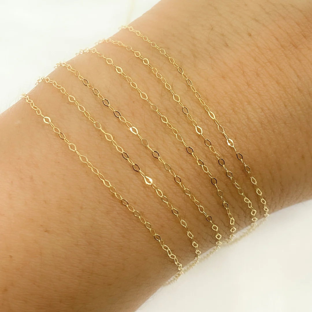 018FLBLbyft. 14k Solid Yellow Gold Flat Oval Link Chain - Image 2