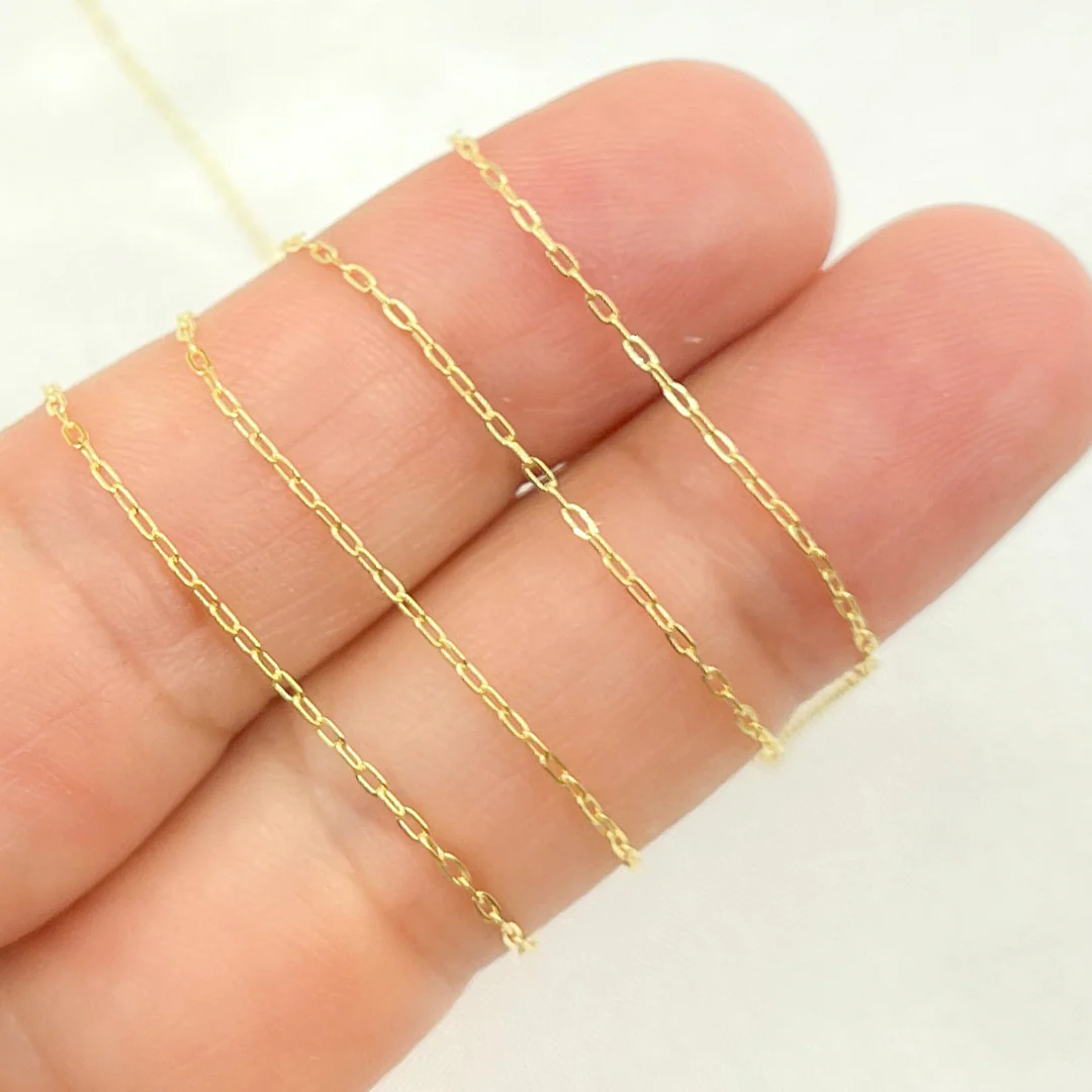 025FLCL2byft. 14k Solid Yellow Gold Smooth Cable Link Chain