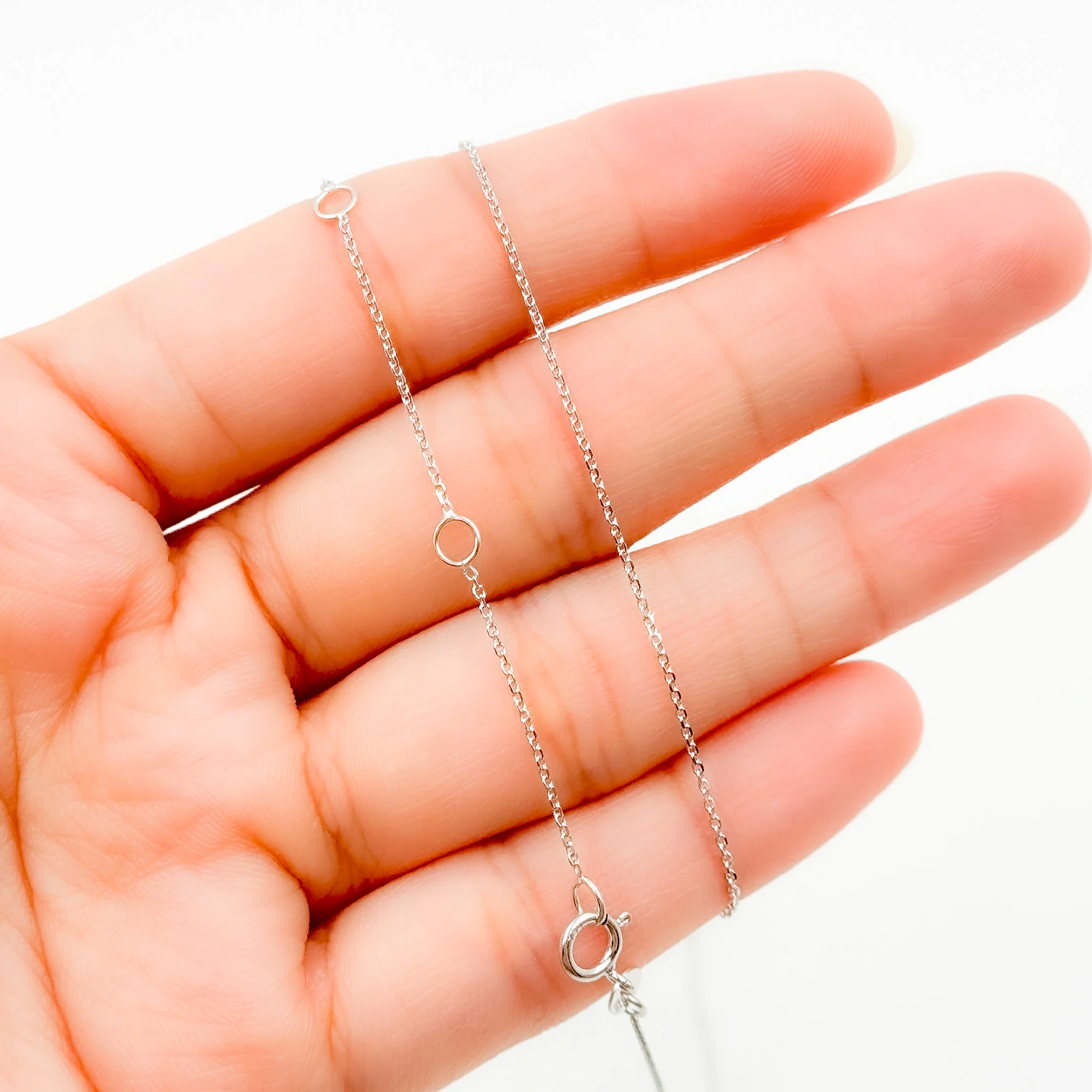 025R01T5J080WG18K. 18K White Solid Gold Cable Chain