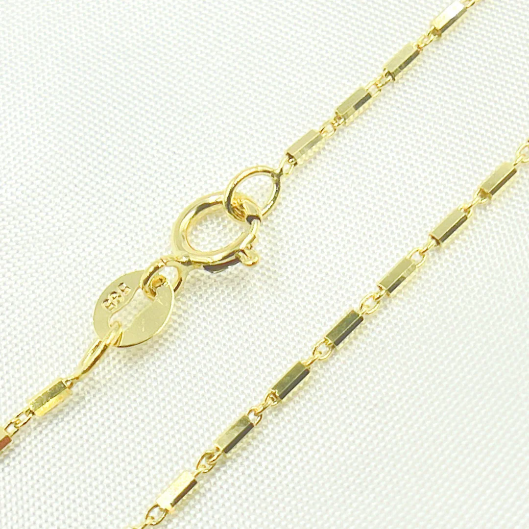025R02E0TP0L8L. 14k Solid Yellow Gold Diamond Cut Bars Link Chain - Image 3