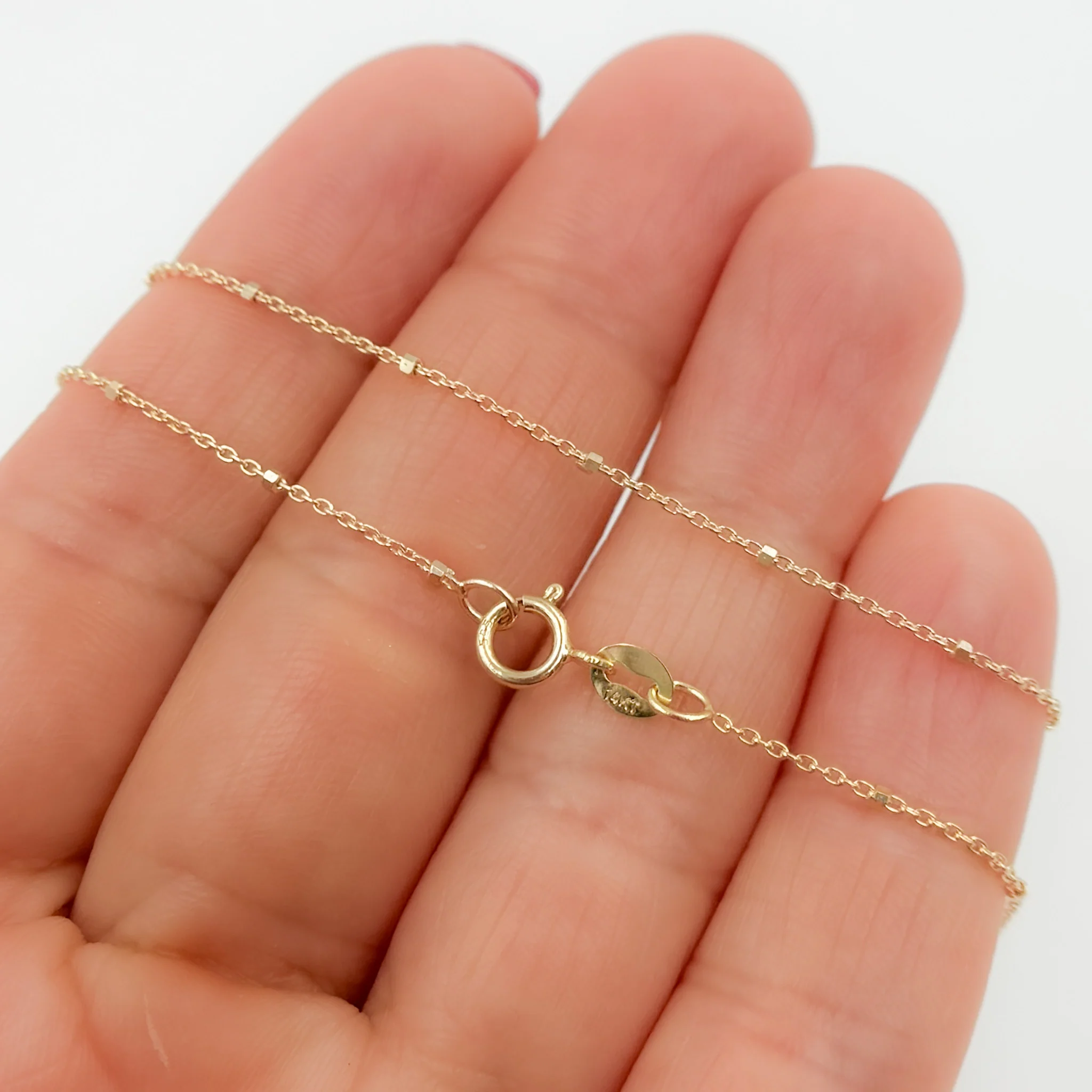027R02S3TP0L8L. 14K Solid Yellow Gold Cube Satellite Necklace - Image 3