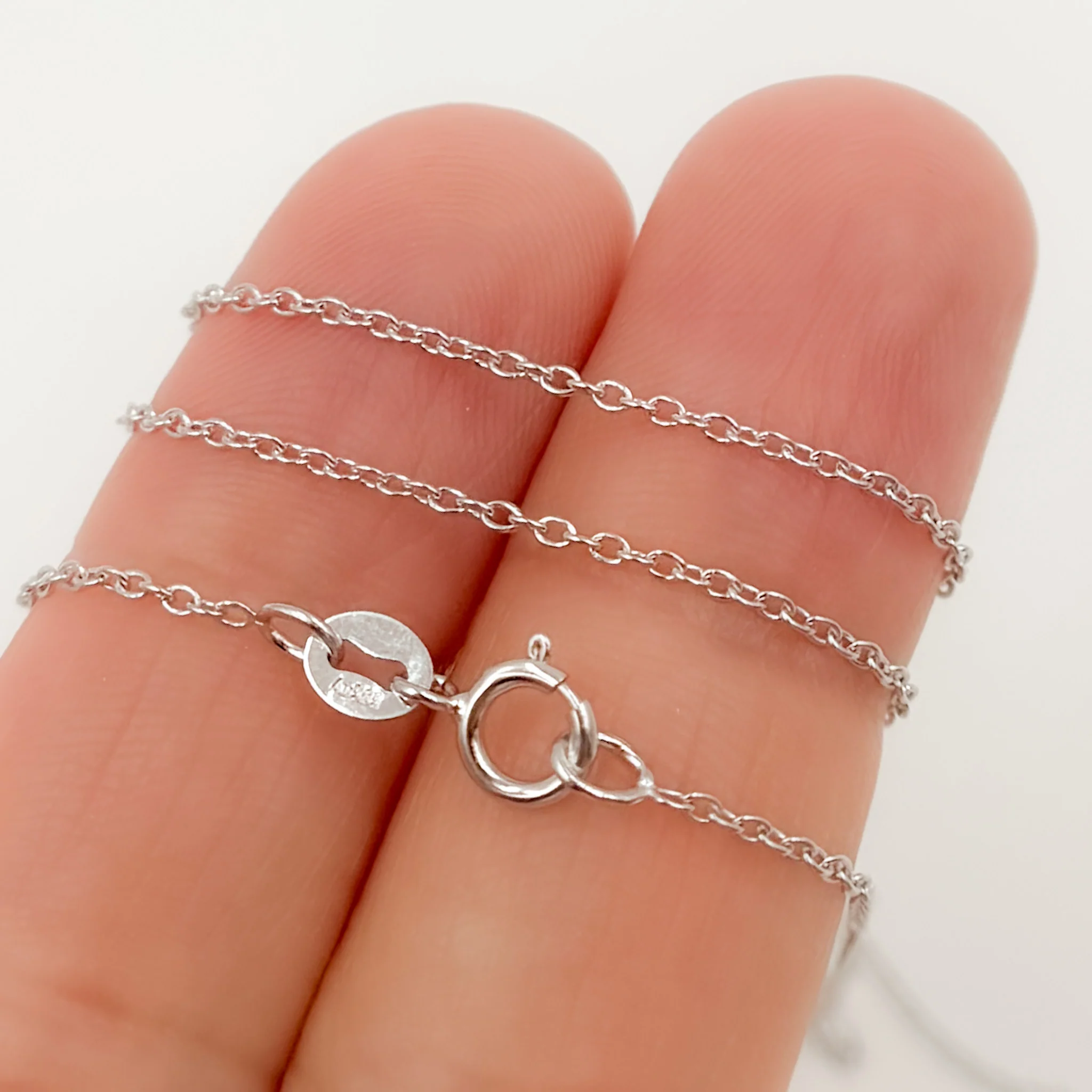 030R28LGJ080WG. 14K Solid White Gold Cable 16 Inch Chain with Extender - Image 3