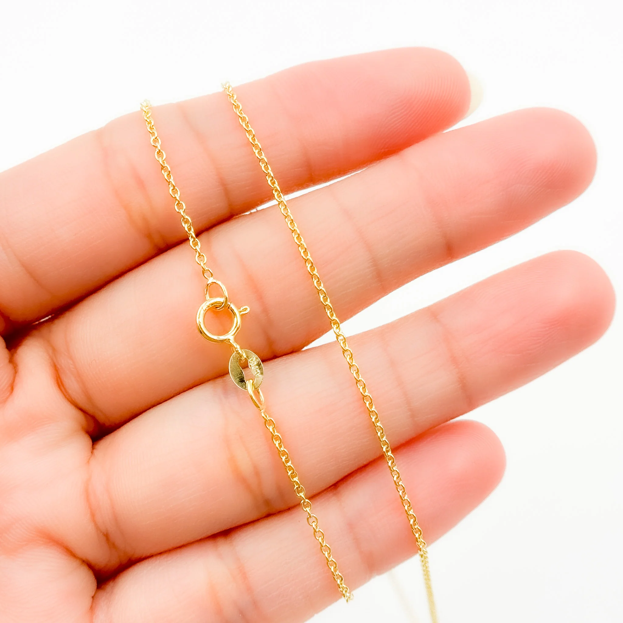 030RFLG18K. 18K Solid Yellow Gold Cable Link Chain - Image 7