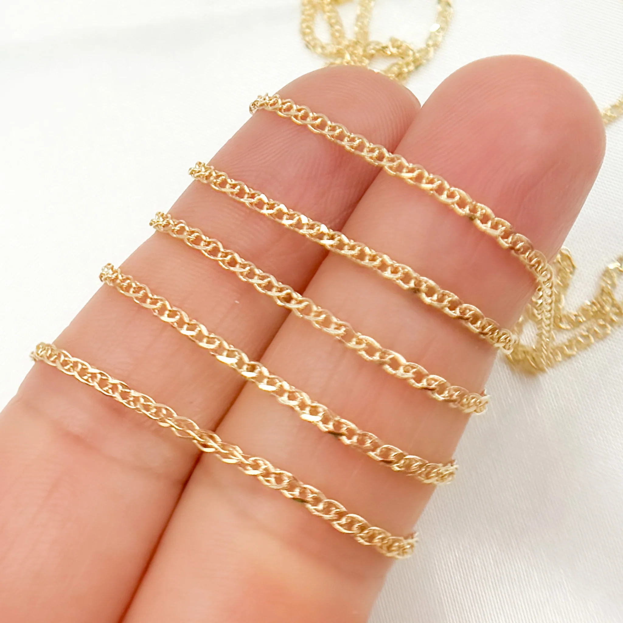 030SPLT4byFt. 14K Solid Gold Wheat Chain by the Foot