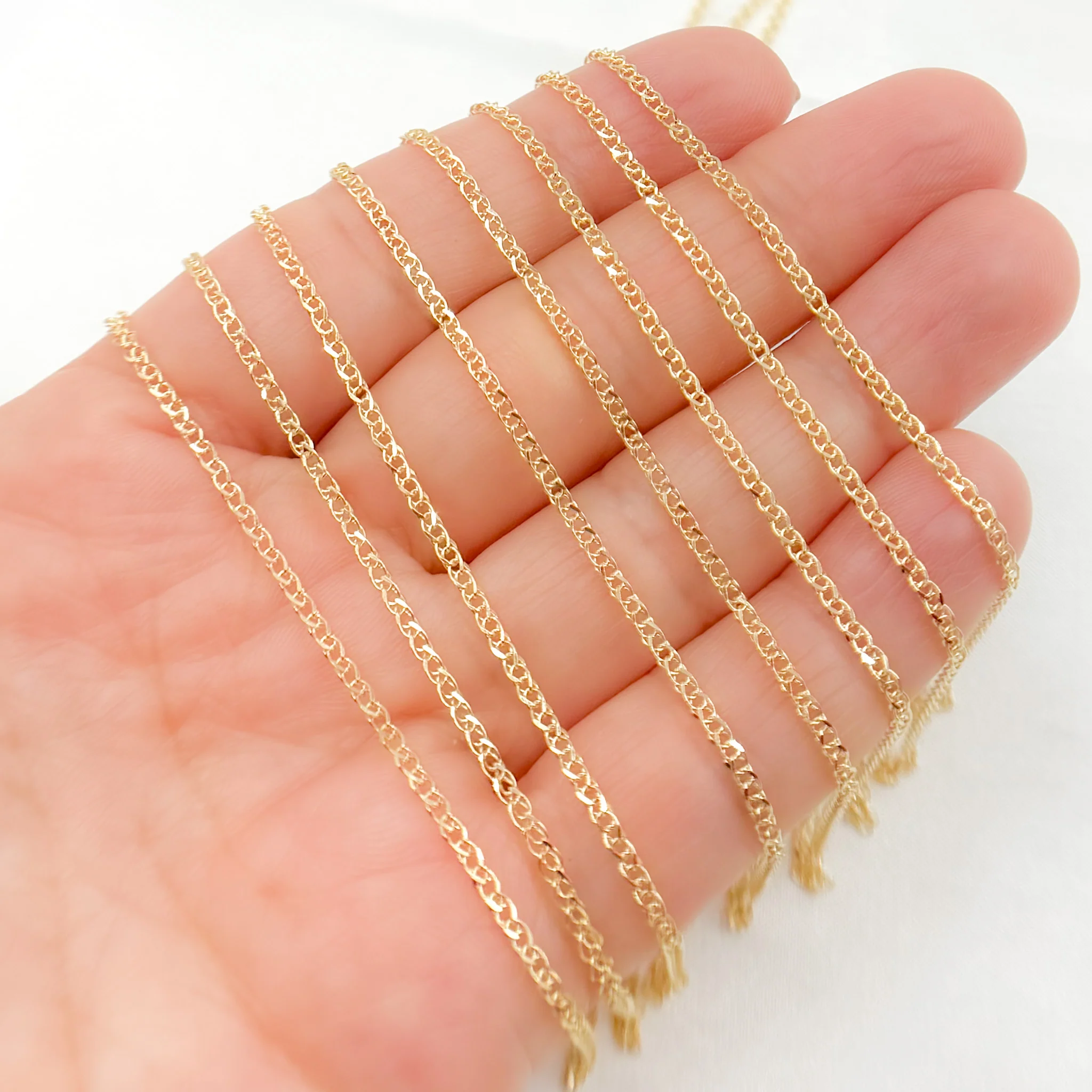 030SPLT4byFt. 14K Solid Gold Wheat Chain by the Foot - Image 4