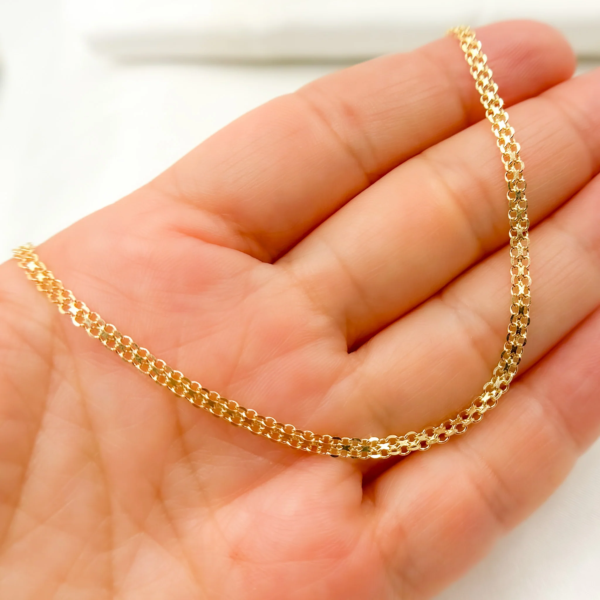 035R03AC2T2. 14K Solid Gold Bismark Link Chain - Image 5