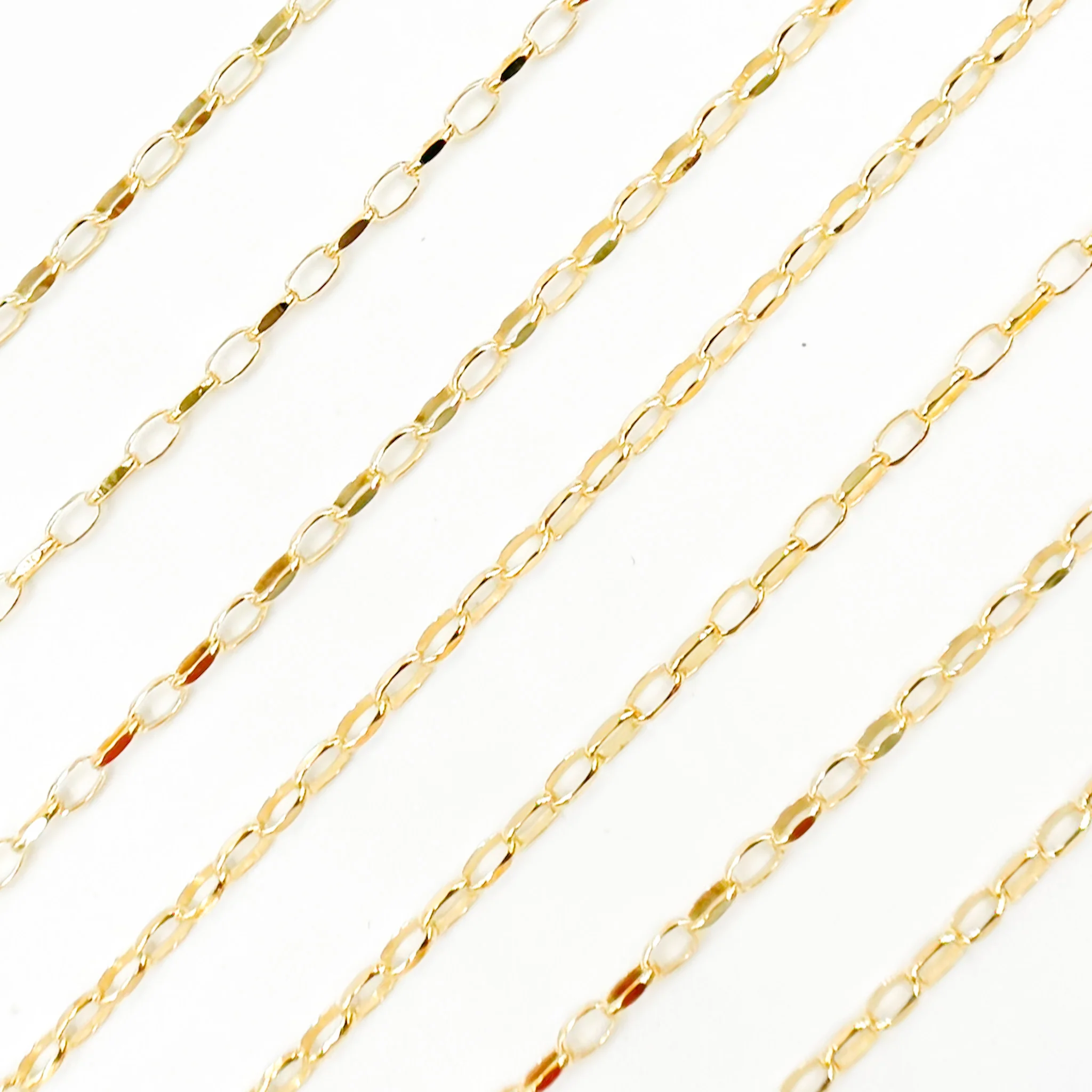 045BOVH4byFt. 14k Solid Yellow Gold Diamond Cut Oval Cable Chain - Image 2