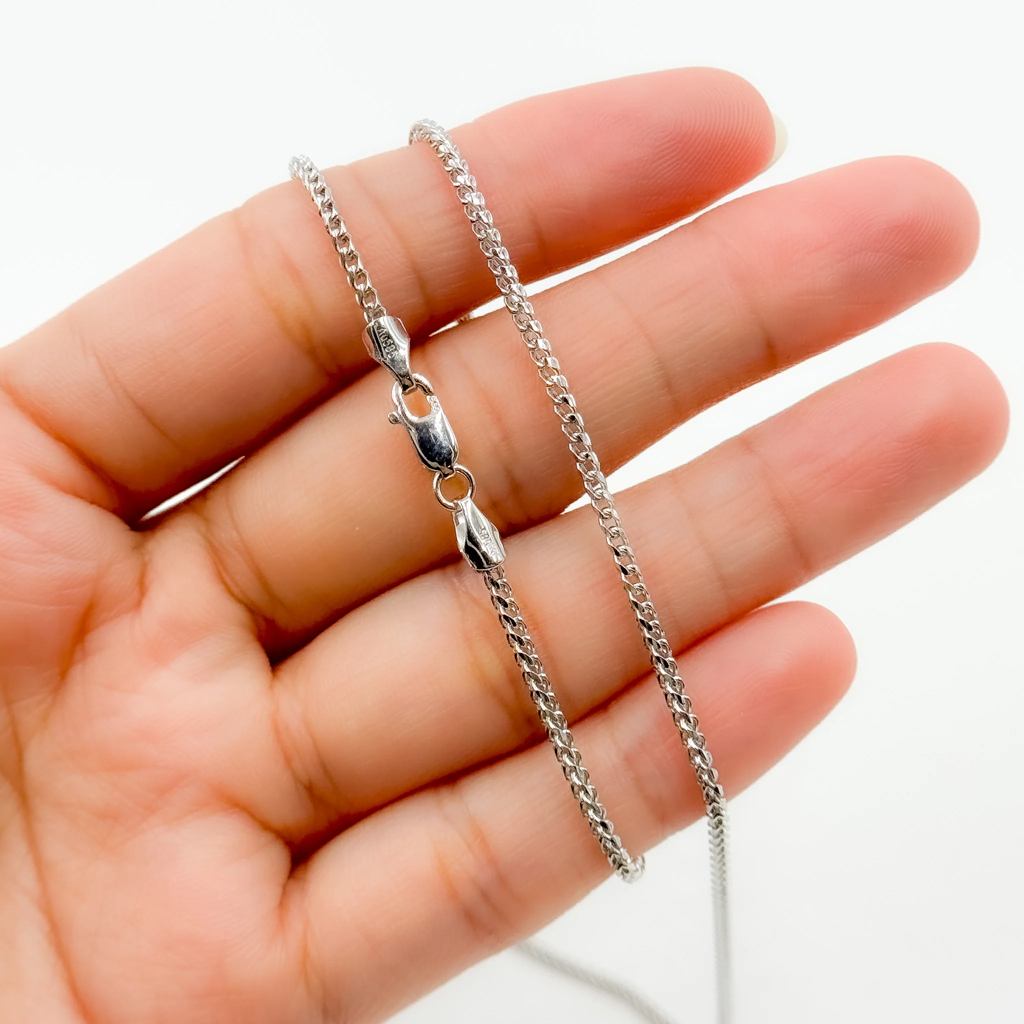 050FRDTL426WG. 14K White Solid Gold Franco Link Chain