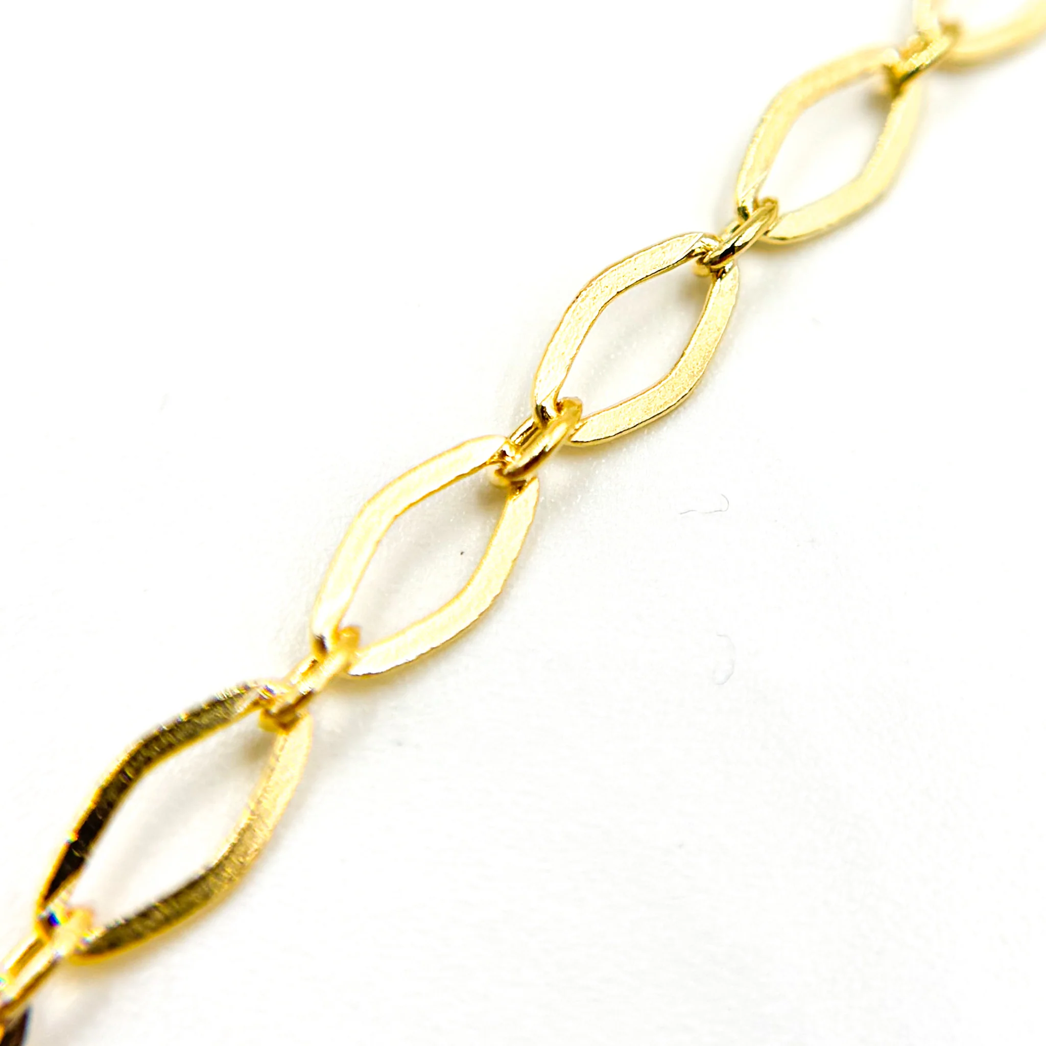 058FL1BLbyFt. 14k Solid Yellow Gold Smooth Flat Oval Link Chain - Image 4