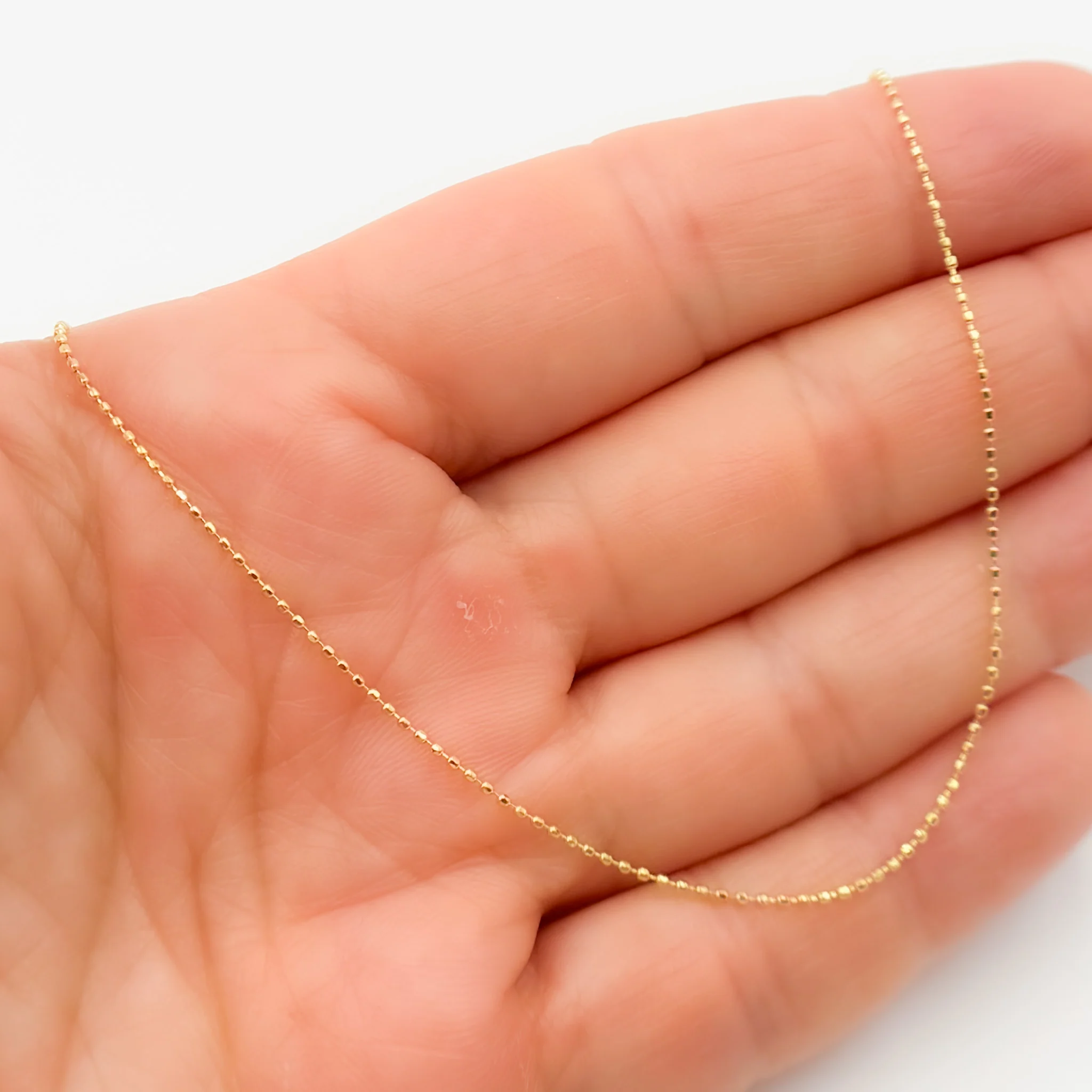 080CP8L. 14K Solid Gold Diamond Cut Ball Chain - Image 4