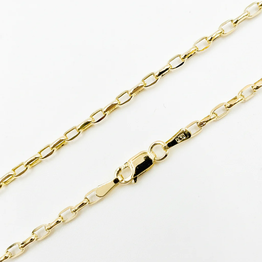 100HVR5614000. 14K Solid Yellow Gold Diamond-Cut Oval Rolo Hollow Chain Necklace - Image 2