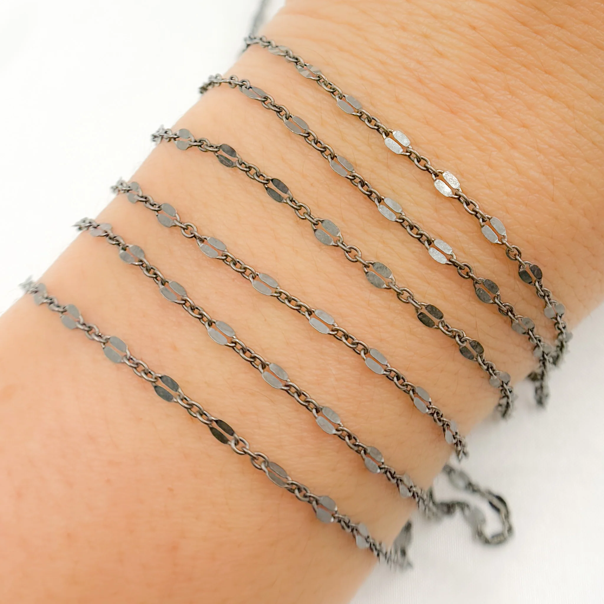 1097OX. Oxidized Sterling Silver Marina Link Chain