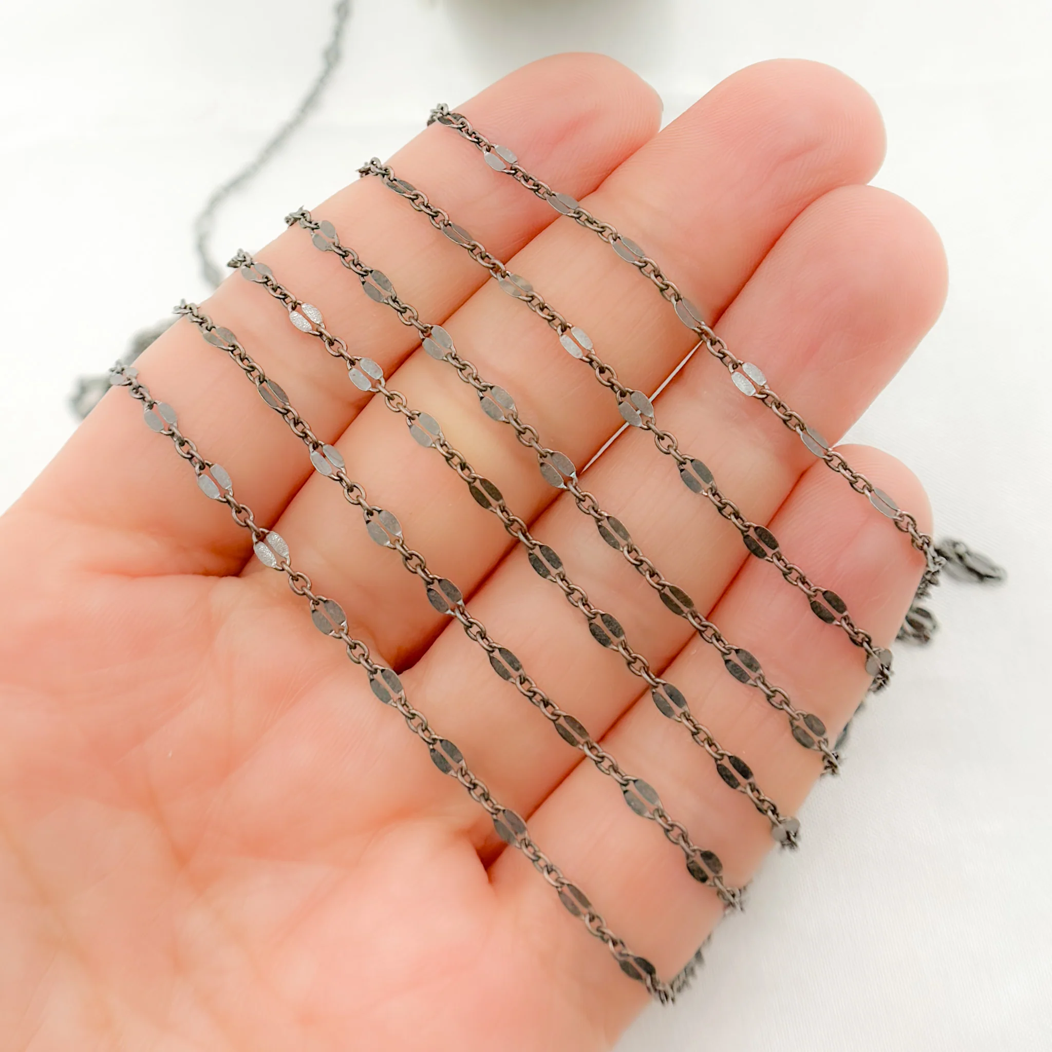 1097OX. Oxidized Sterling Silver Marina Link Chain - Image 2