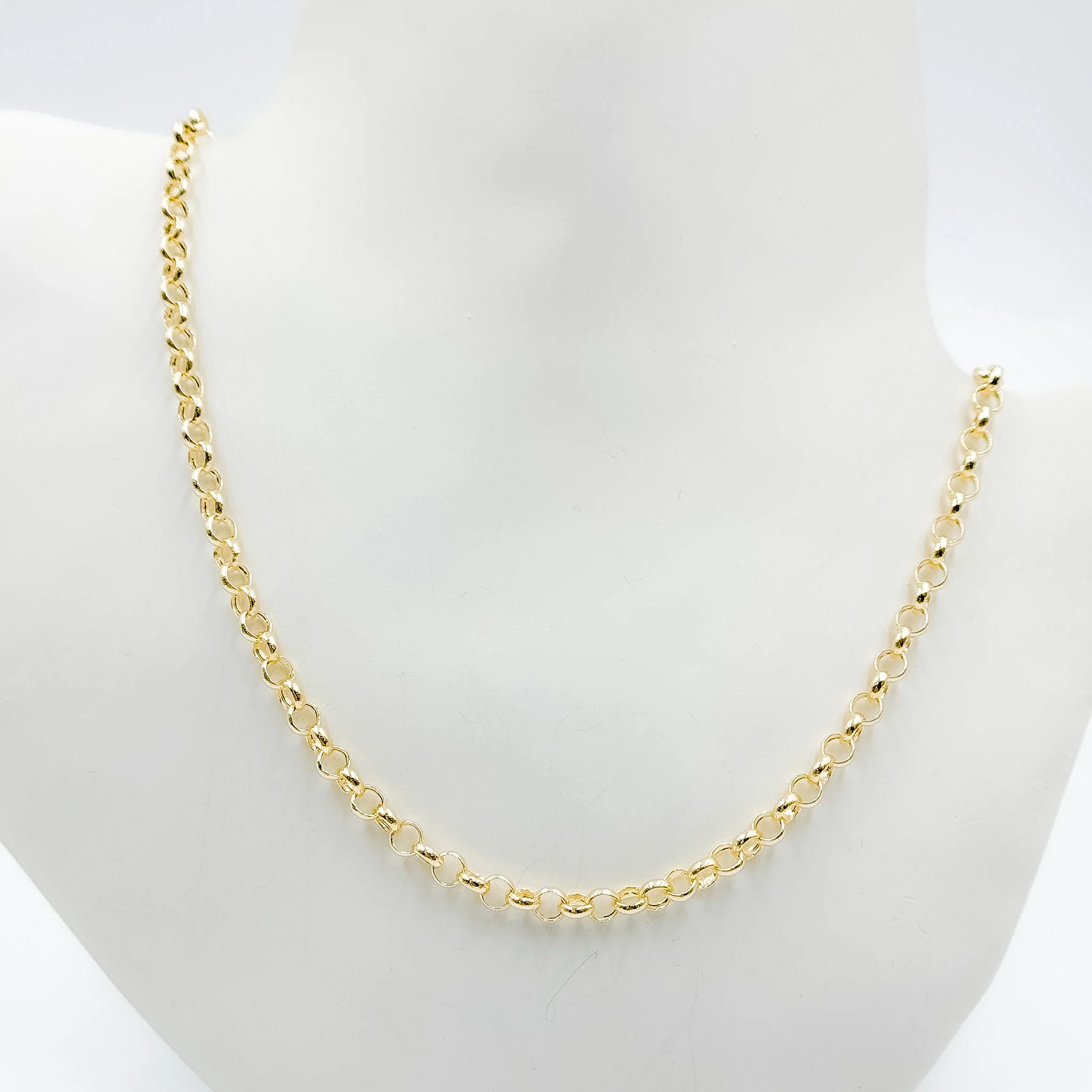 140HVR0194001. 14K Yellow Gold Round Rolo Chain – Lightweight Hollow Link Necklace - Image 2