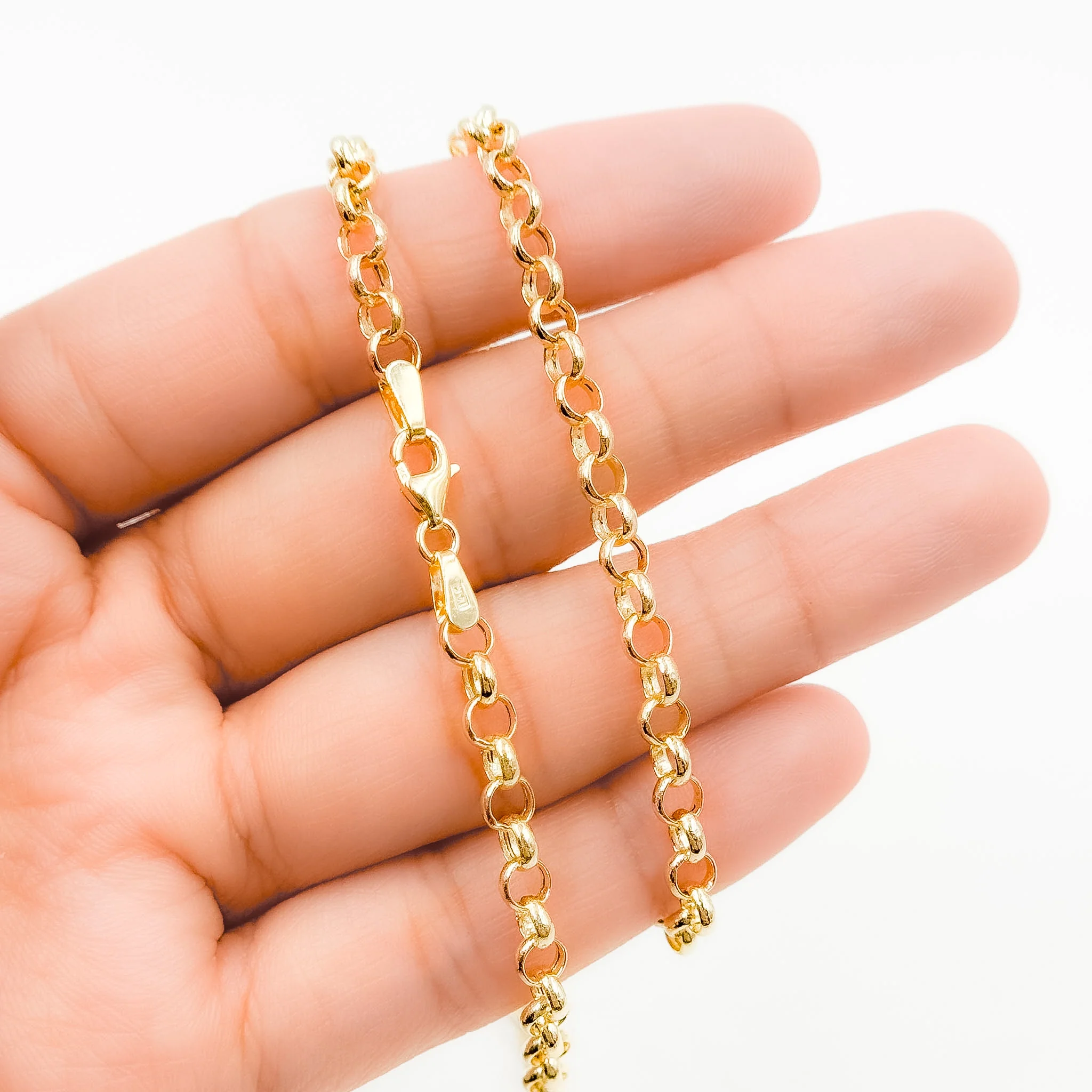 140HVR0194001. 14K Yellow Gold Round Rolo Chain – Lightweight Hollow Link Necklace - Image 4