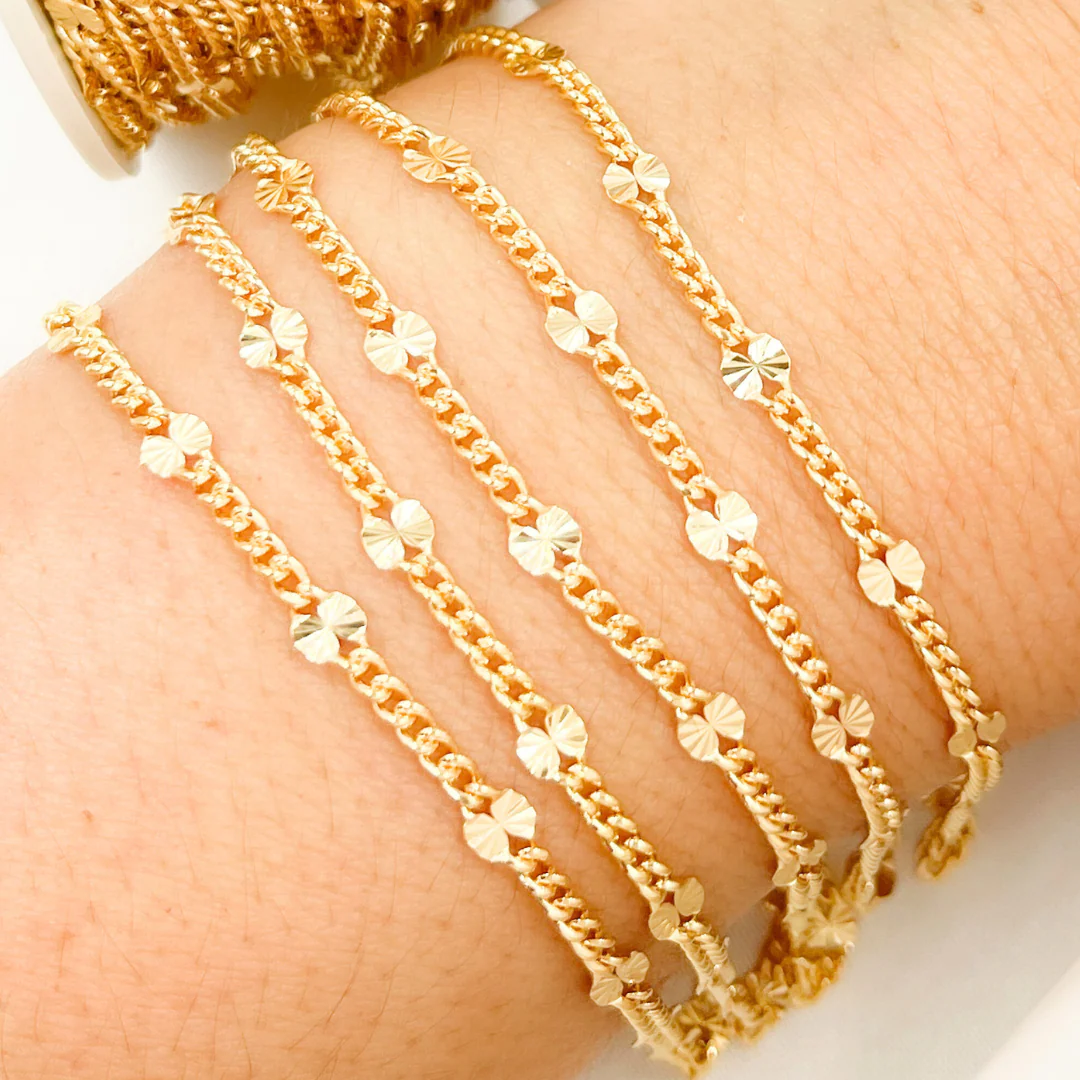 V211GF. 14k Gold Filled Curb & Diamond Cut Marina Link - Image 4
