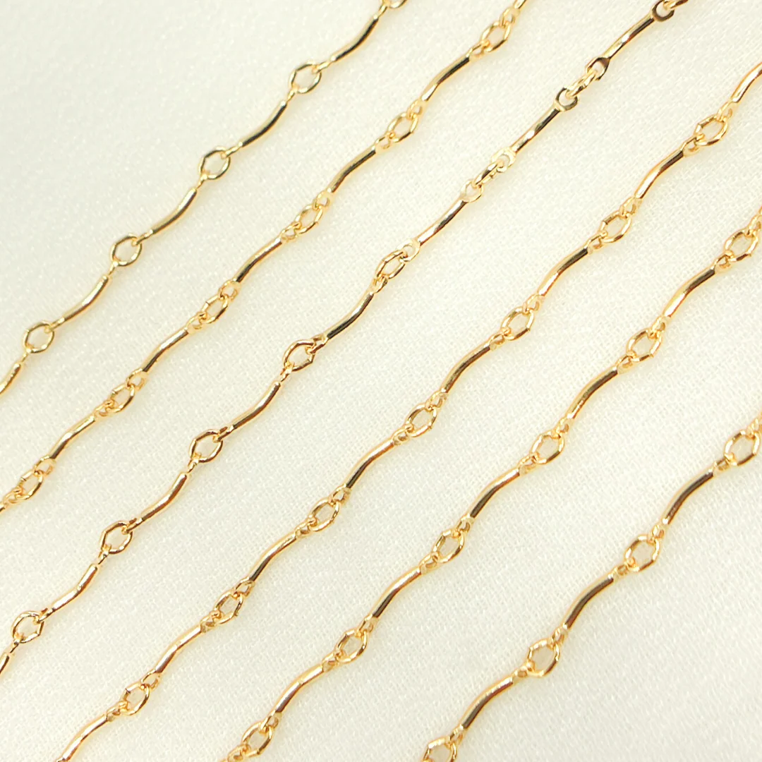 947GF. 14K Gold Filled Curved Bar Link Chain - Image 2
