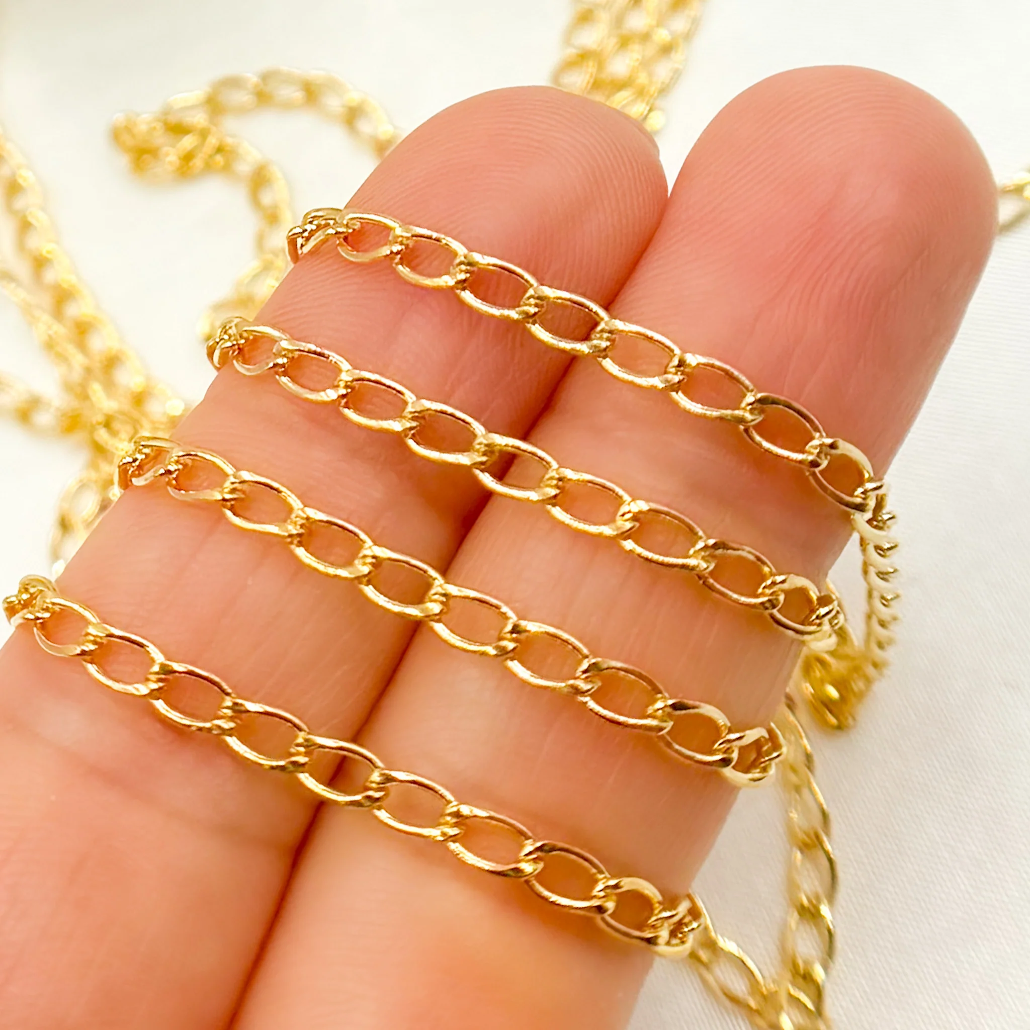 2508CHRGF. 14K Gold Filled Flat Curb Chain