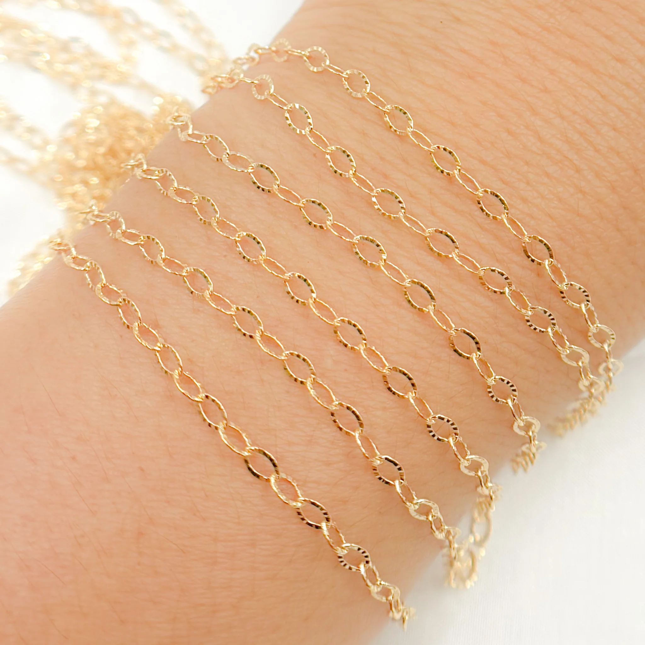 1128GF. 14K Gold Filled Hammered Oval Chain Link - Image 5
