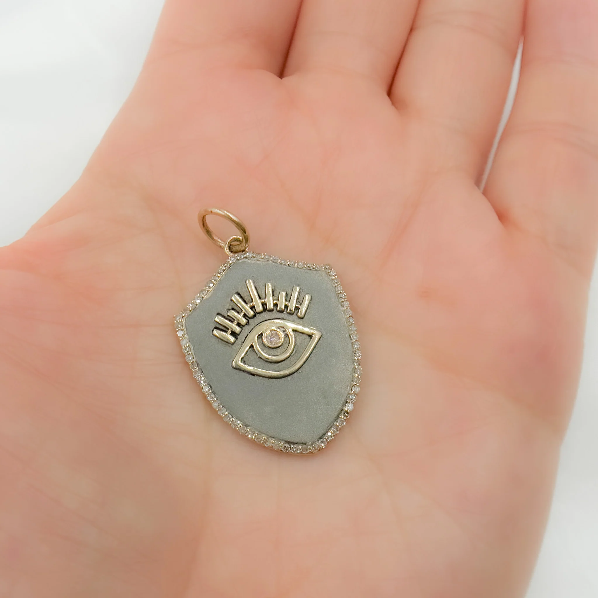 KSG73. 14k Solid Gold and Sterling Silver Shelf Eye Charm - Image 3