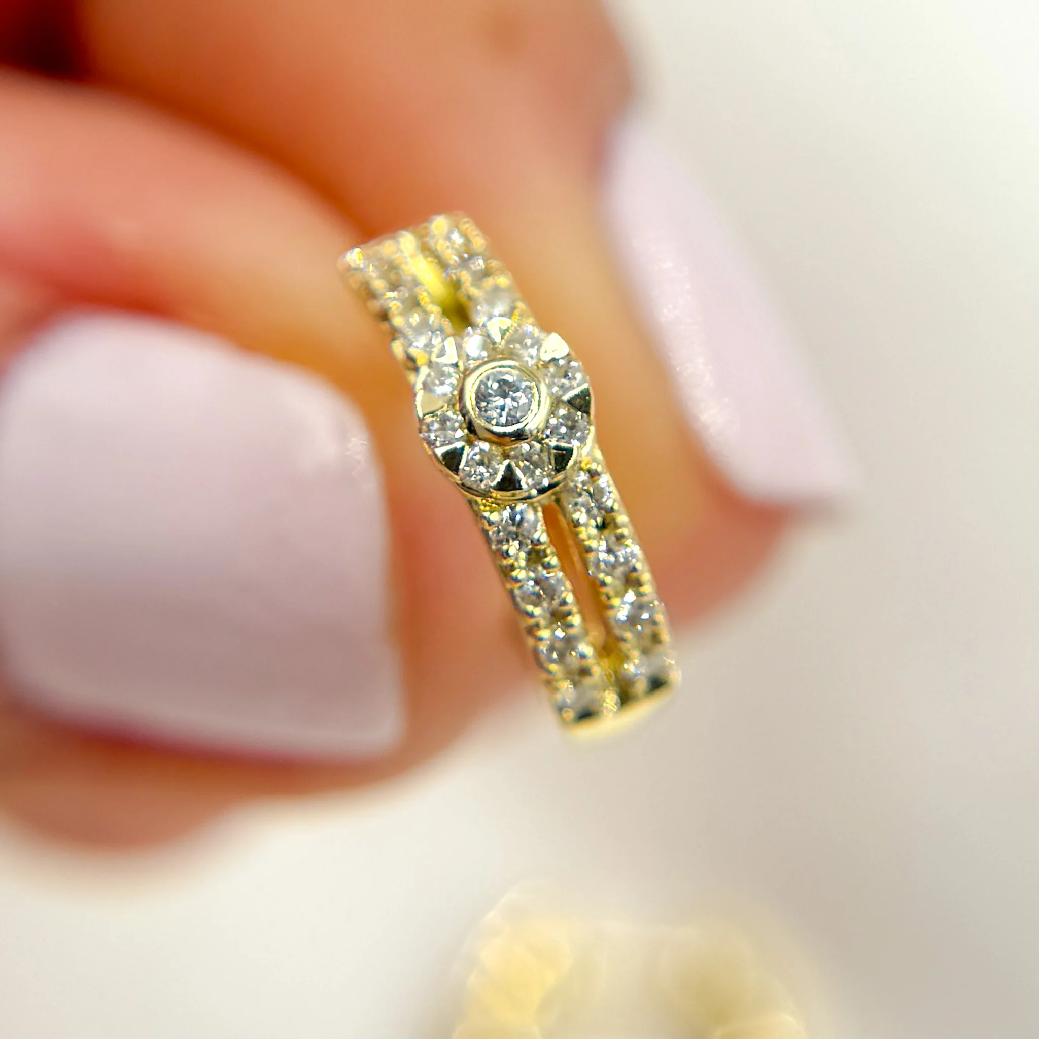 HP400798. 14K Solid Gold Baguette Diamond Huggies - Image 3
