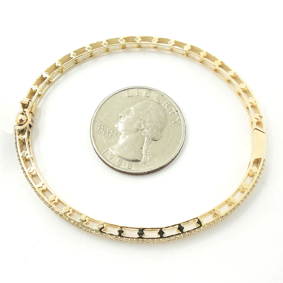 KG991. 14K Solid Gold Bangle with Diamonds - Image 4