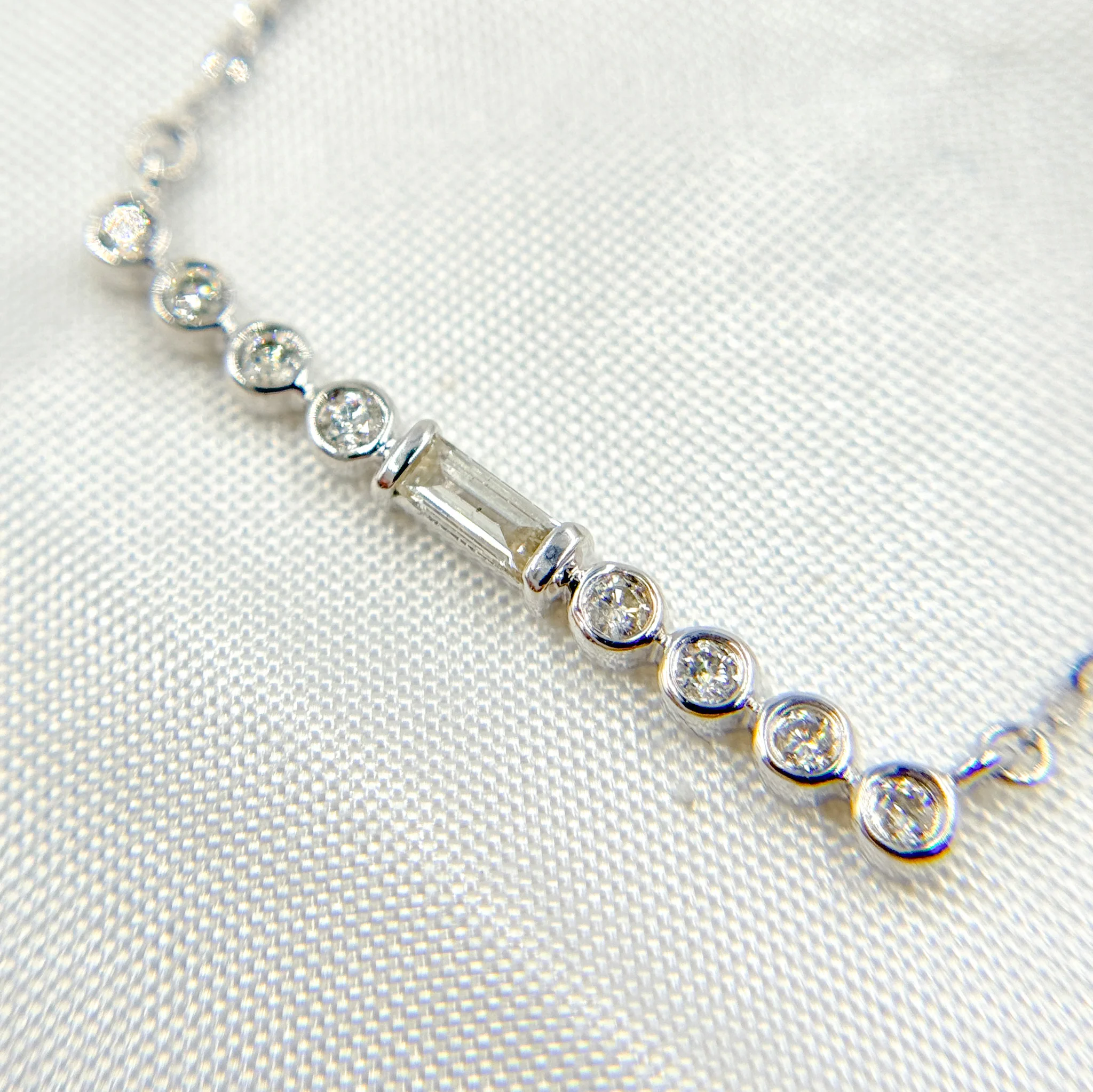 NFB71571. 14K Solid Gold Bar Shaped Diamond Necklace - Image 2