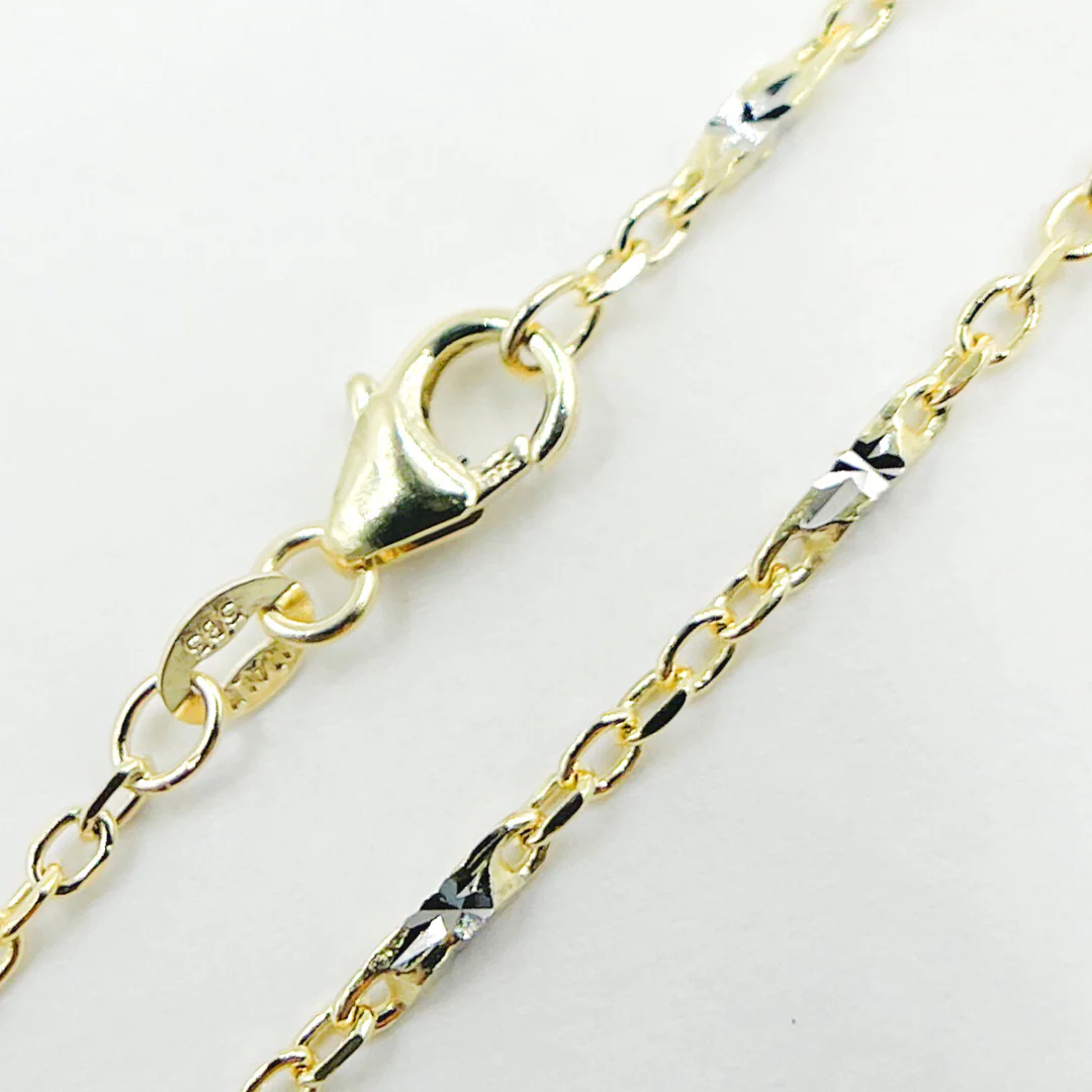 050R22BQT4P5B169. 14K Solid Gold Cable with Diamond Cut Bar Chain
