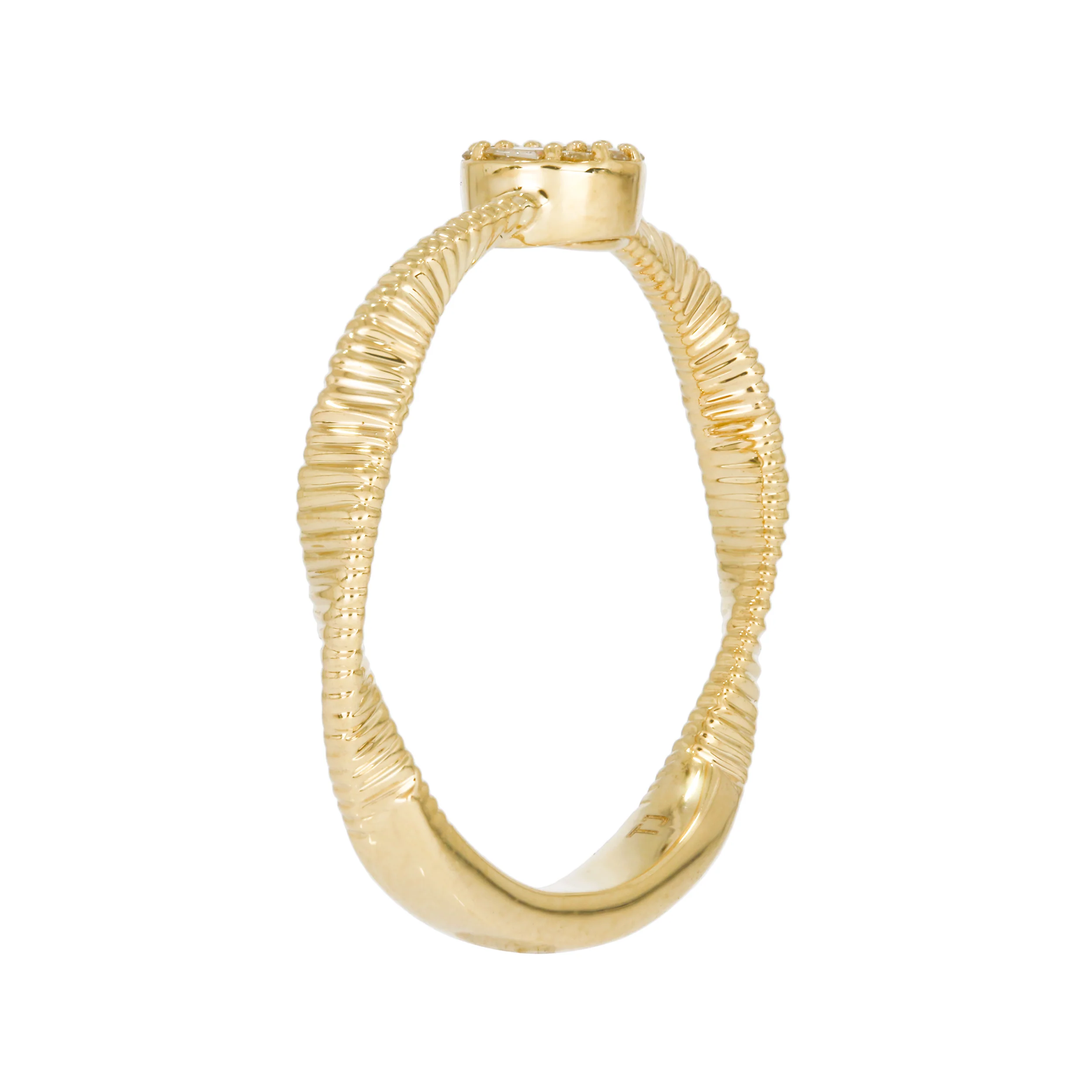 MRN00842. 14K Solid Gold Cut Diamond Wave Ring - Image 3
