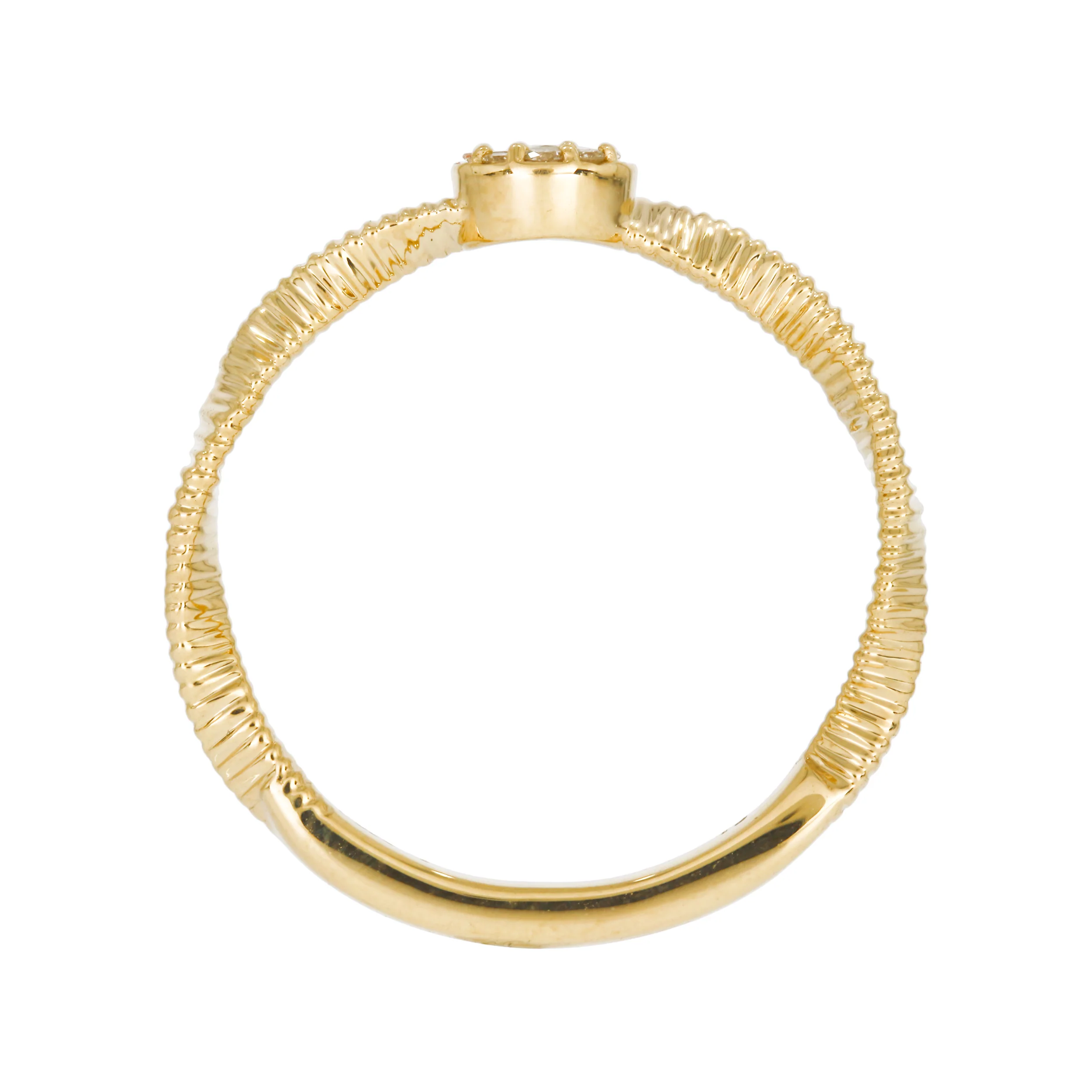 MRN00842. 14K Solid Gold Cut Diamond Wave Ring - Image 4