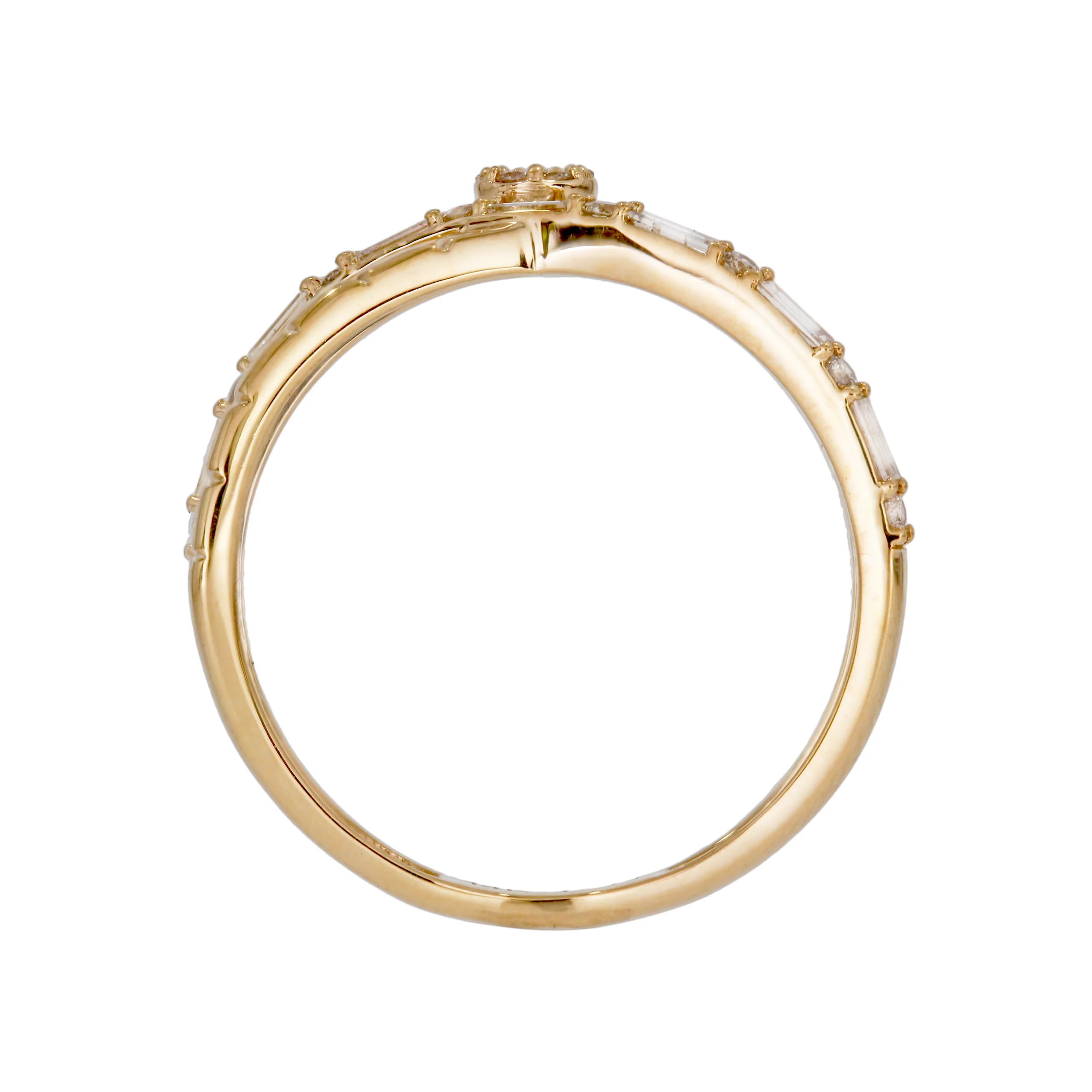 DRN01772. 14K Solid Gold Diamond and Baguette Cross Ring - Image 4