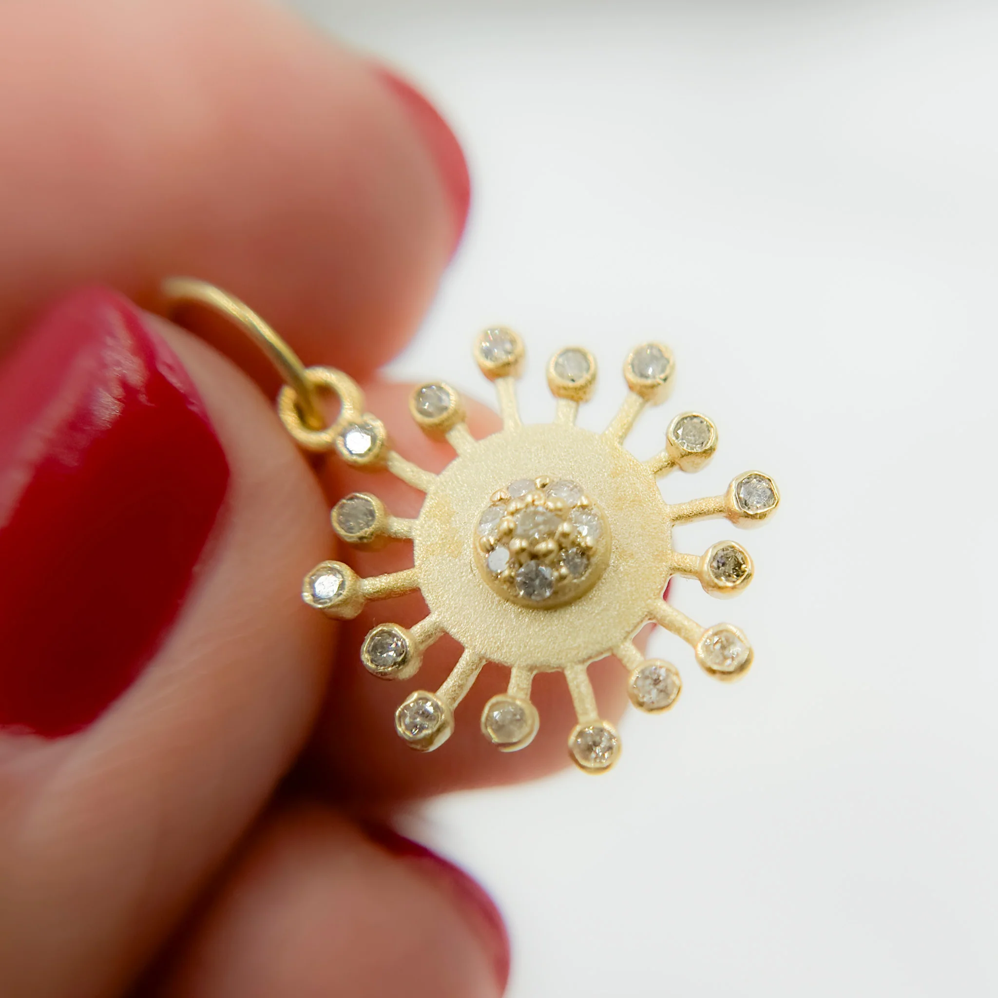 14k Solid Gold Diamond and Emerald Sun Charm. GDP647 - Image 7
