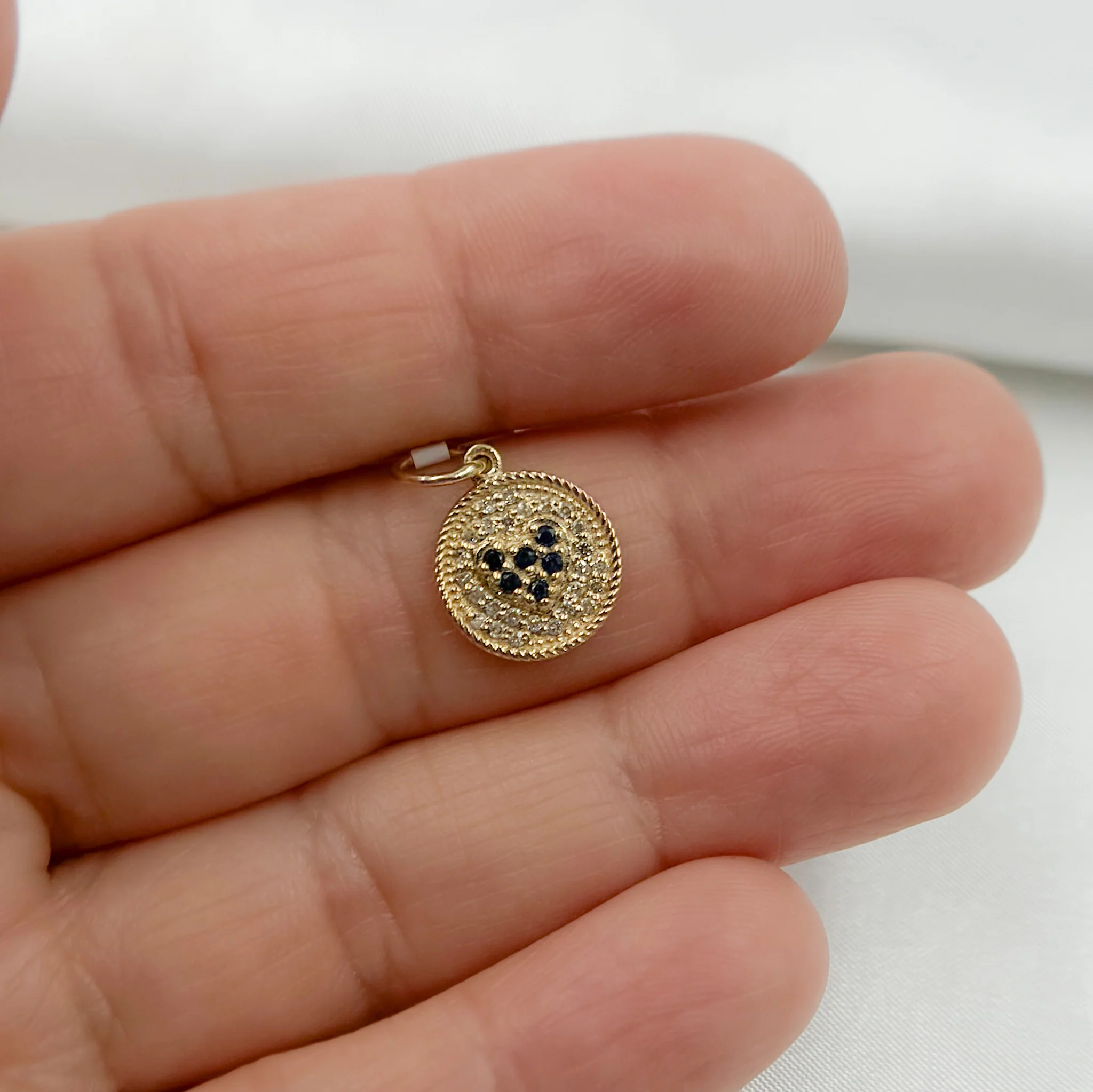14k Solid Gold Diamond and Gemstone Circle Heart Charm. GDP409 - Image 3