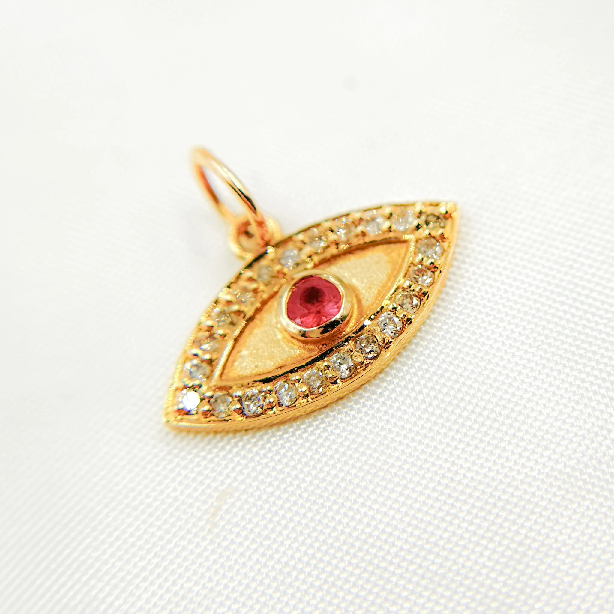 14k Solid Gold Diamond and Gemstone Eye Charm. GDP34EYE - Image 2