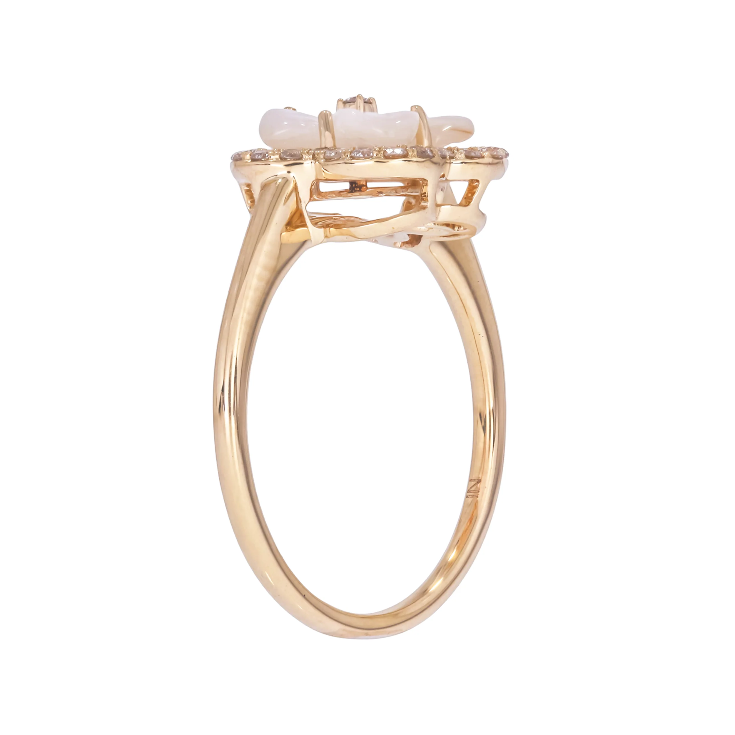 RFE18441PL. 14K Solid Gold Diamond and Gemstone Flower Ring - Image 2