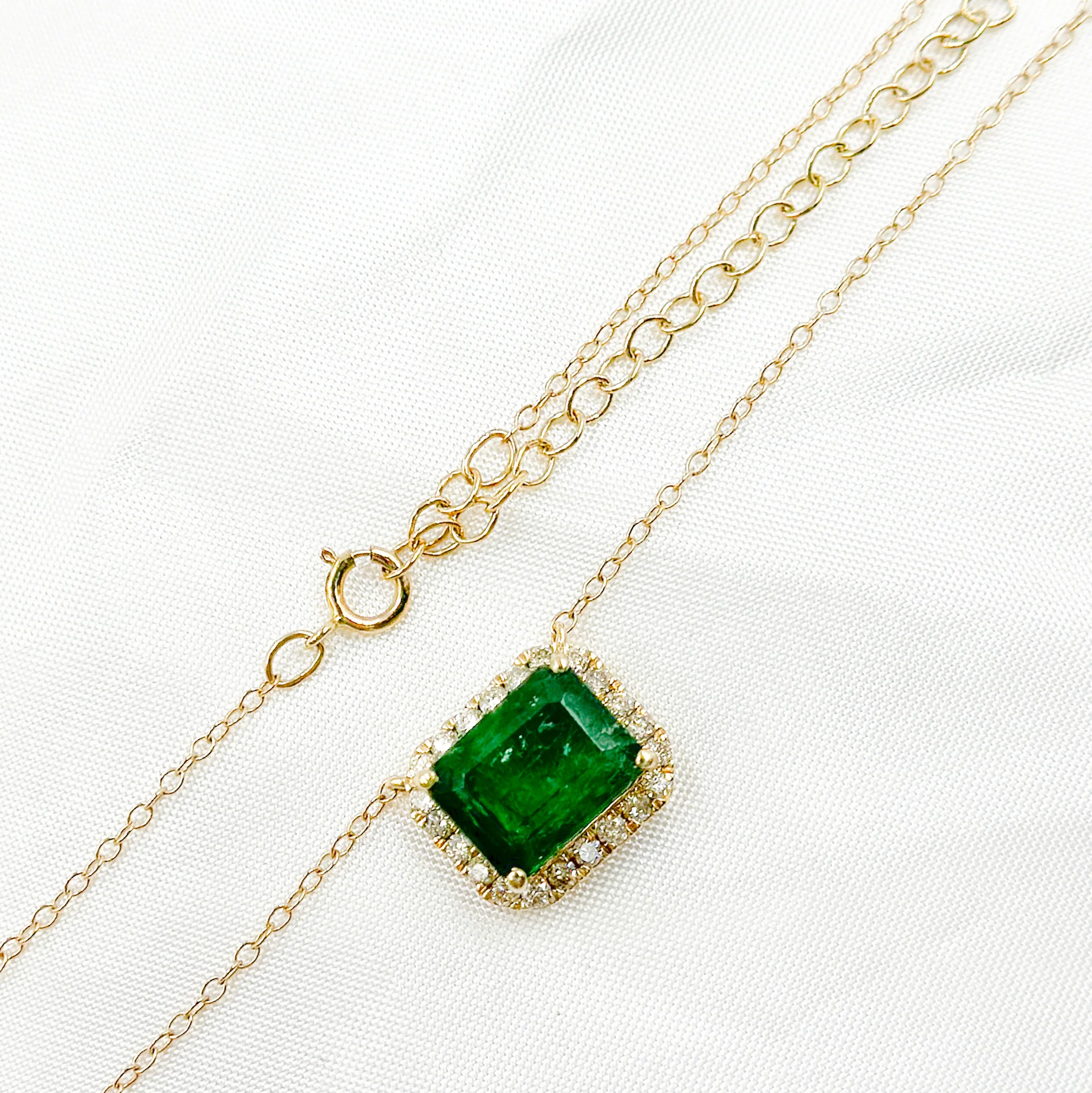 CN96104EM. 14K Solid Gold Diamond and Gemstone Necklace - Image 7