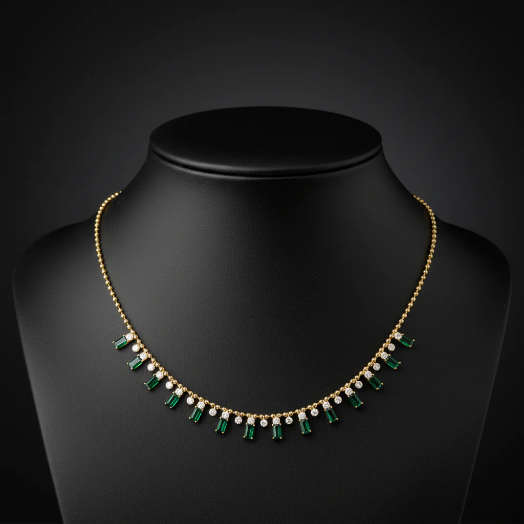 NFK71702. 14K Solid Gold Diamond and Gemstone Necklace - Image 7