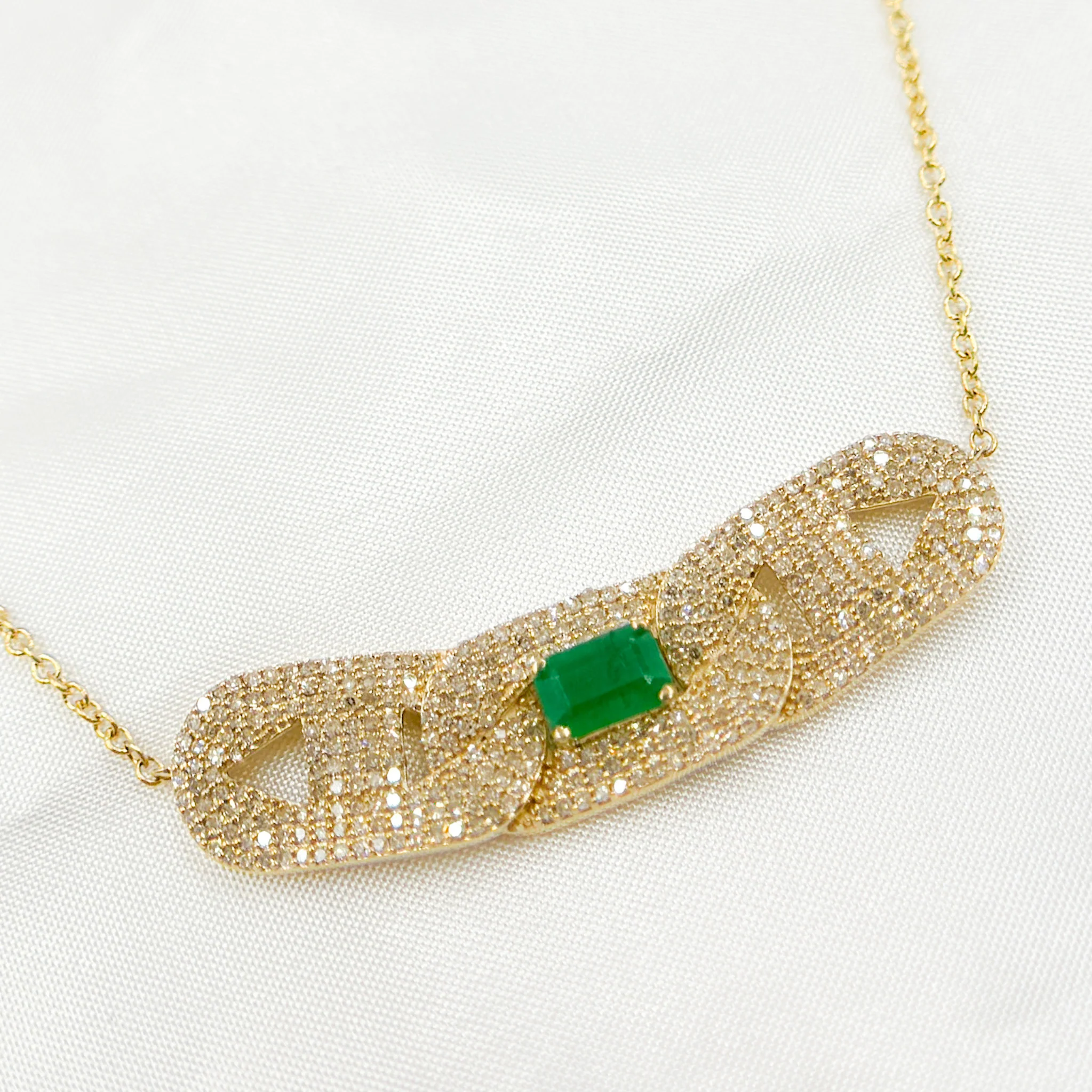 NFM71184. 14K Solid Gold Diamond and Gemstone Necklace