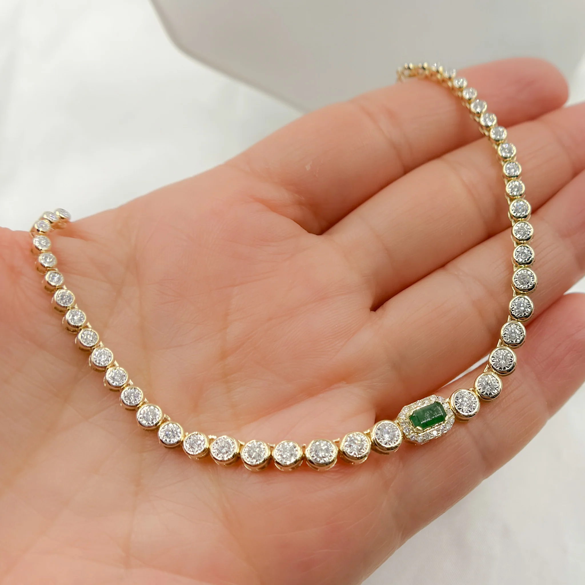 NK401314. 14K Solid Gold Diamond and Gemstone Necklace - Image 2