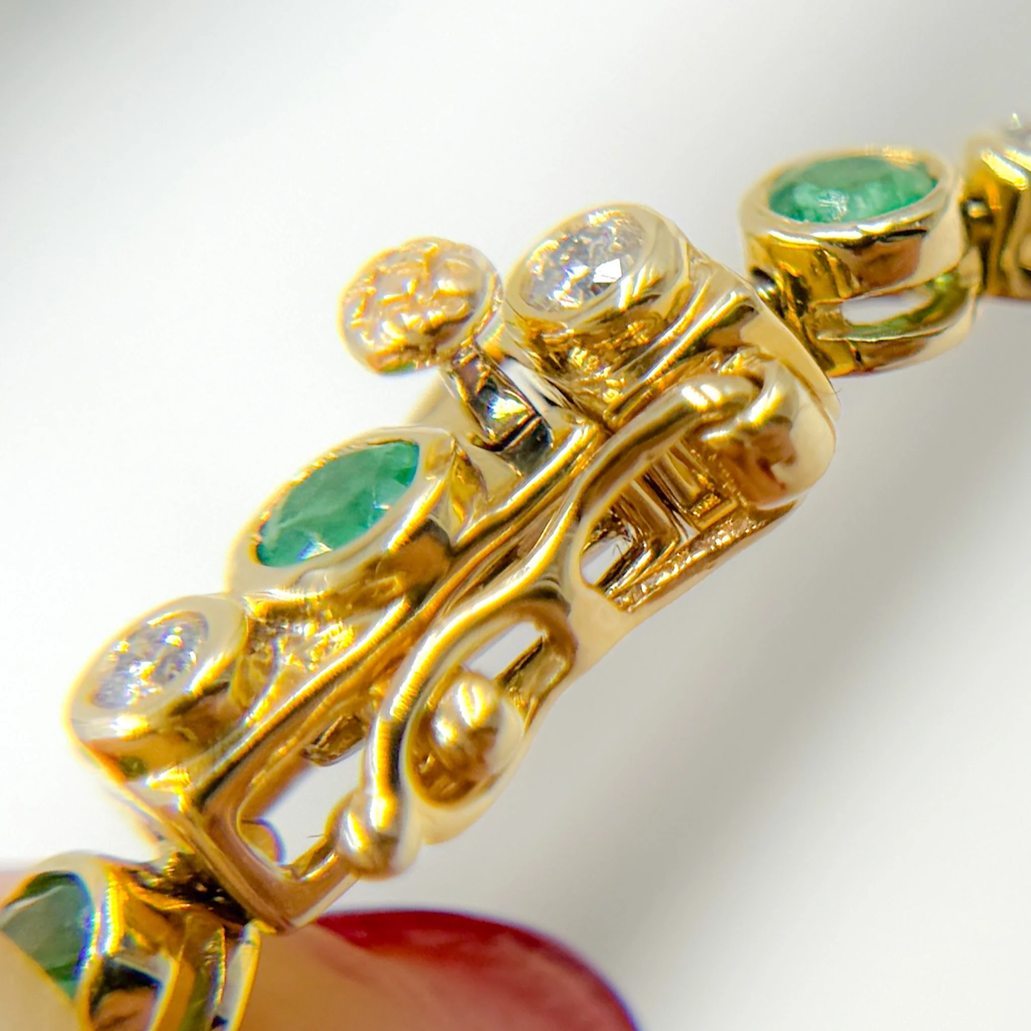BTL65122EM. 14k Solid Gold Diamond and Gemstone Tennis Bracelet - Image 5