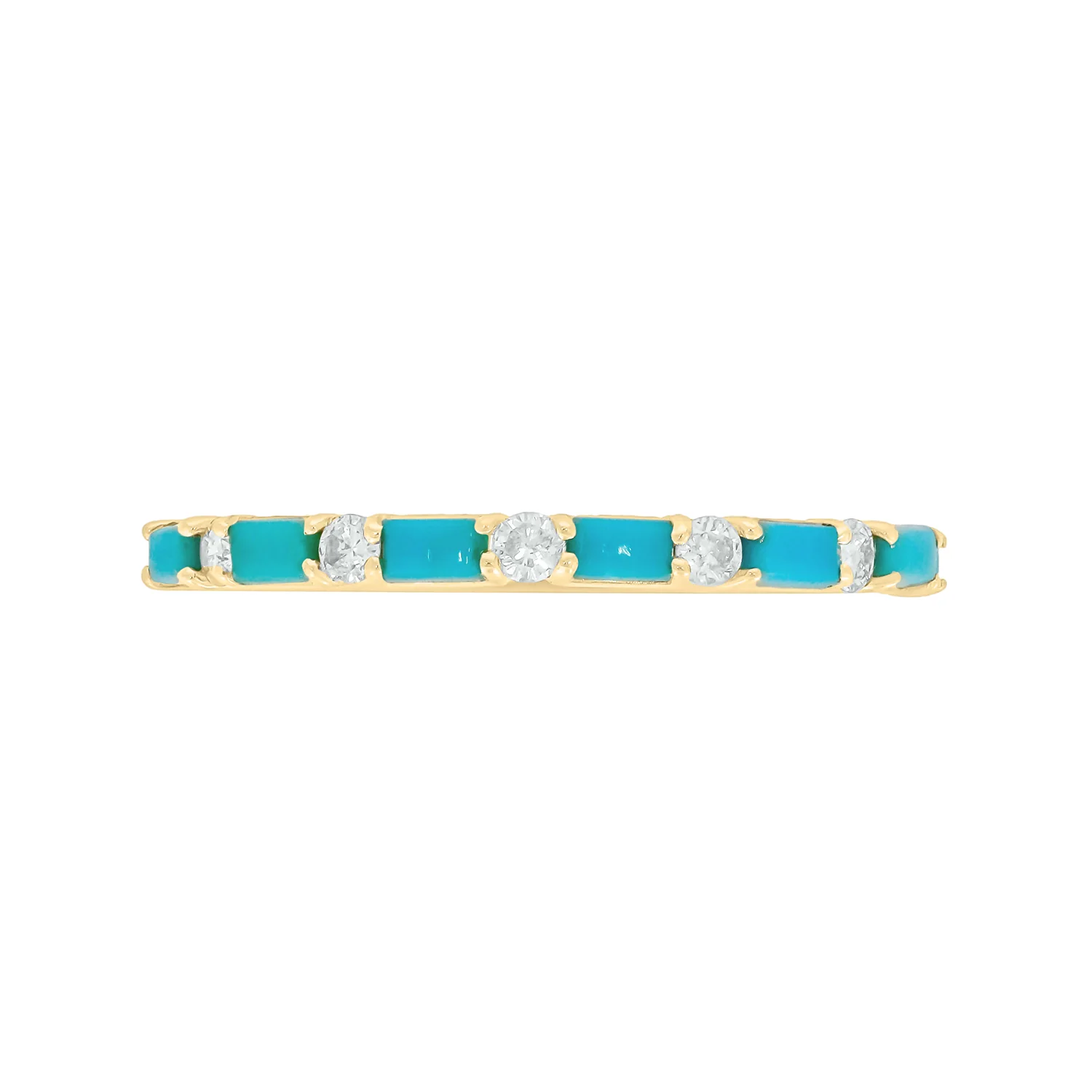 14K Solid Gold Diamond and Turquoise Band Ring. RAB01632TQ - Image 2