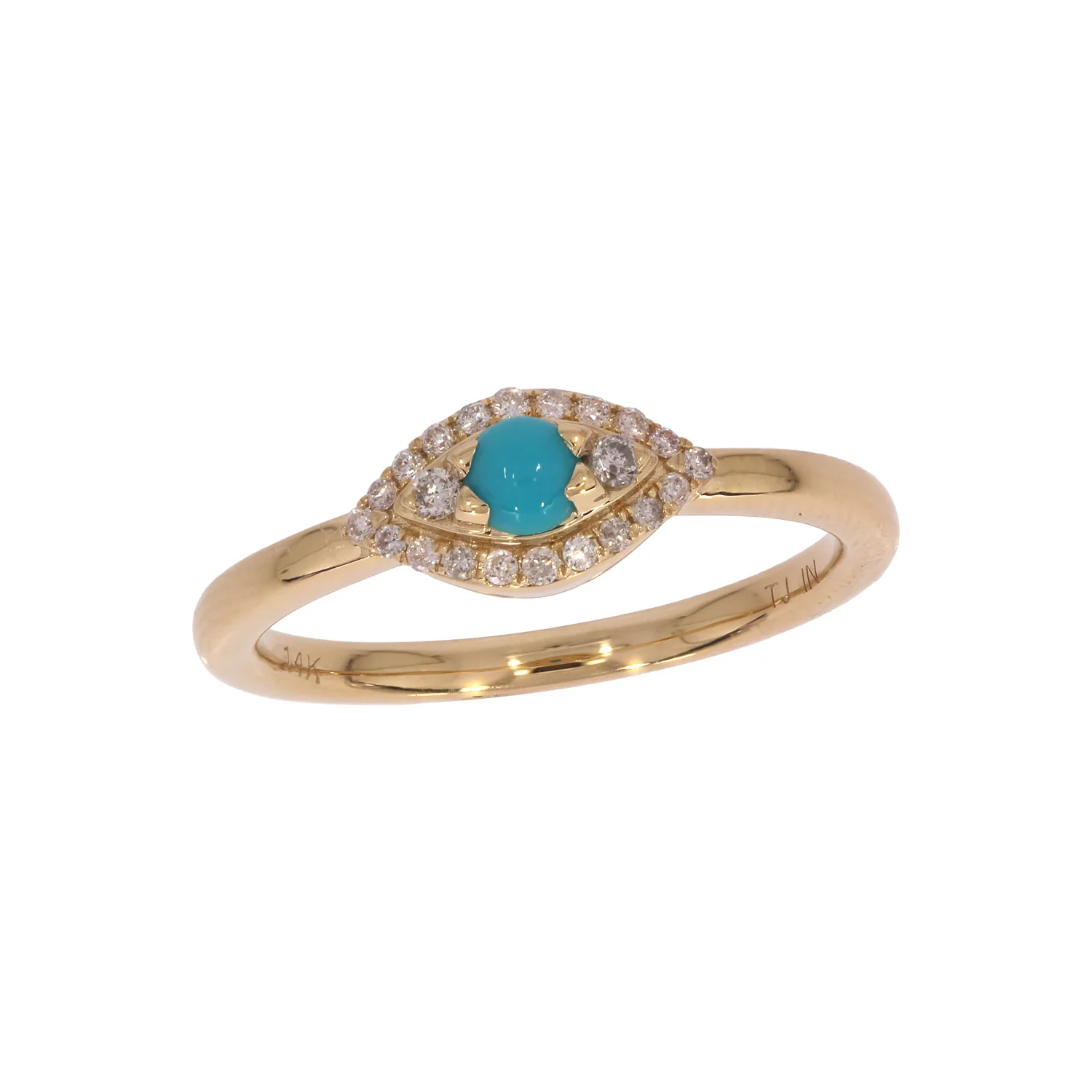 RFB17775TQ. 14K Solid Gold Diamond and Turquoise Eye Ring - Image 13