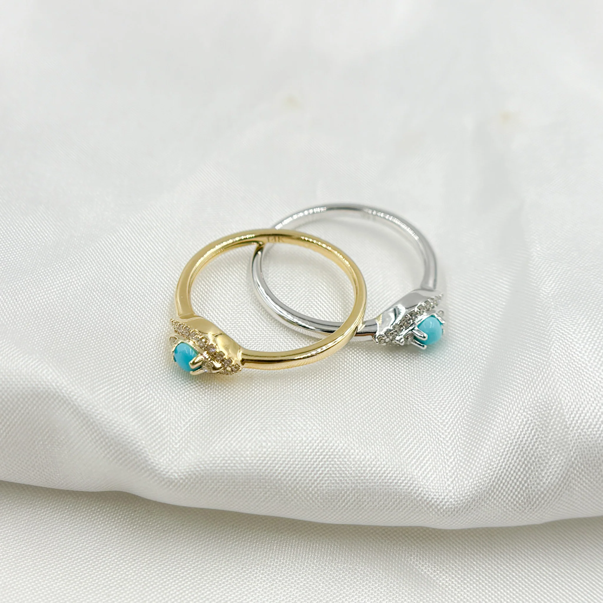 RFB17775TQ. 14K Solid Gold Diamond and Turquoise Eye Ring - Image 7