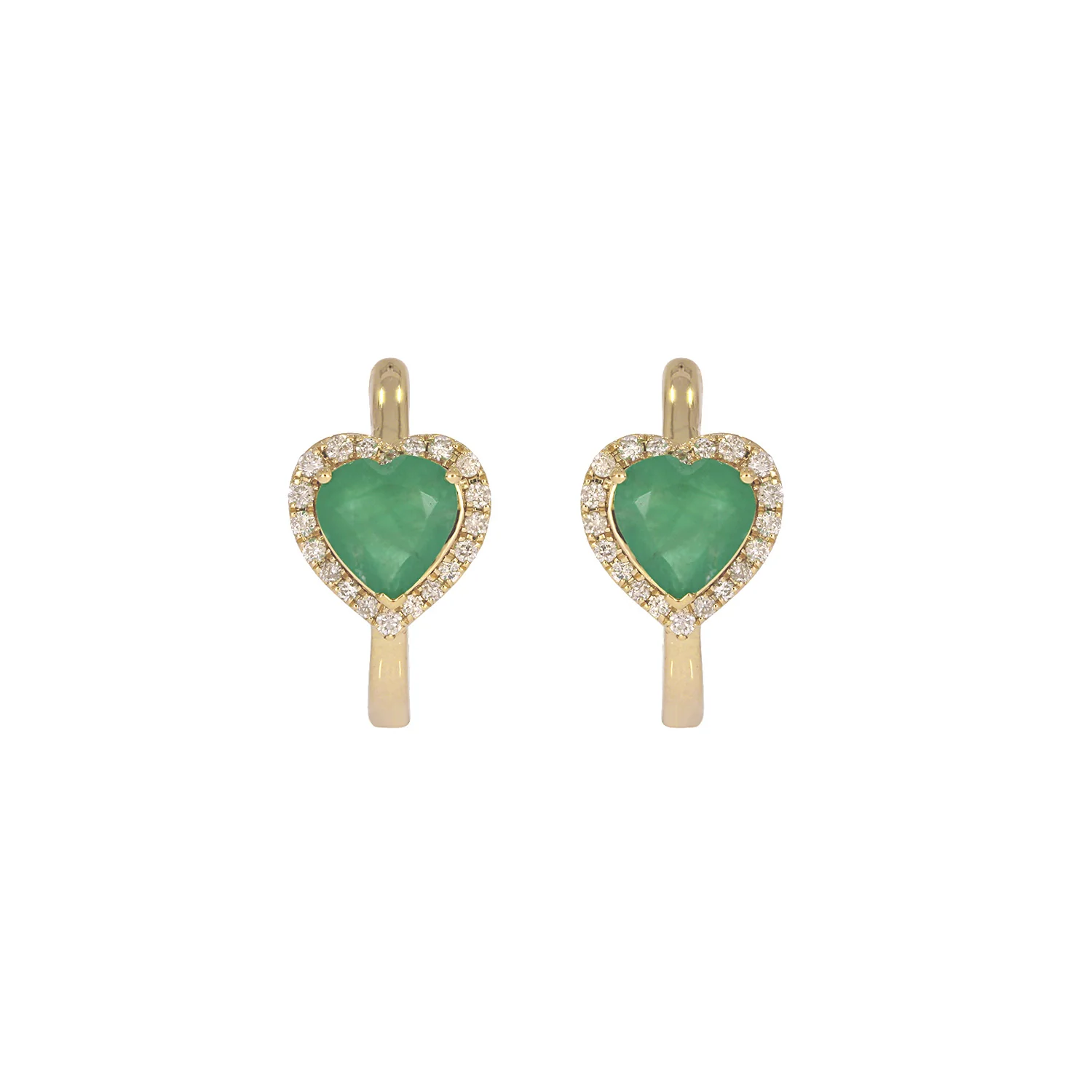 CE96390. 14k Solid Gold Diamond and Gemstone Heart Hoops - Image 11