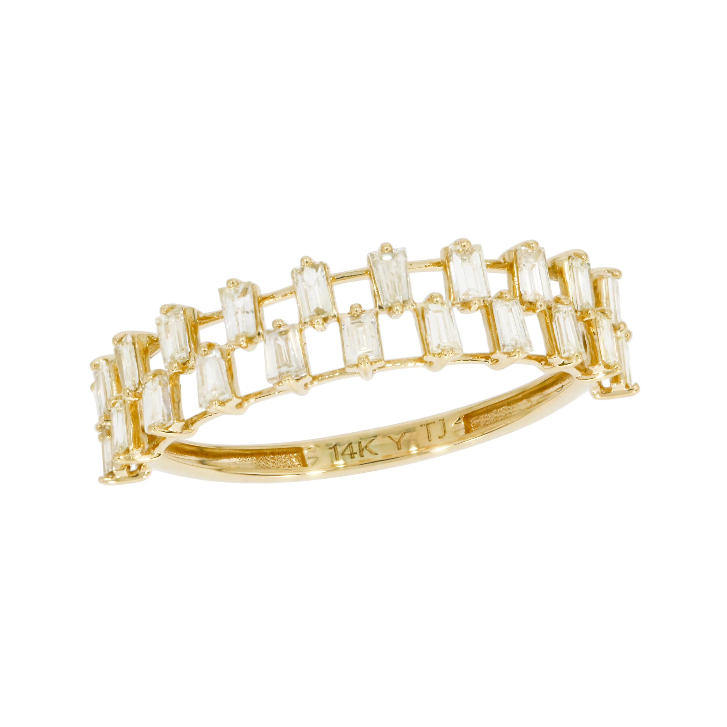 MRN00675. 14K Solid Gold Diamond Baguette Band Ring